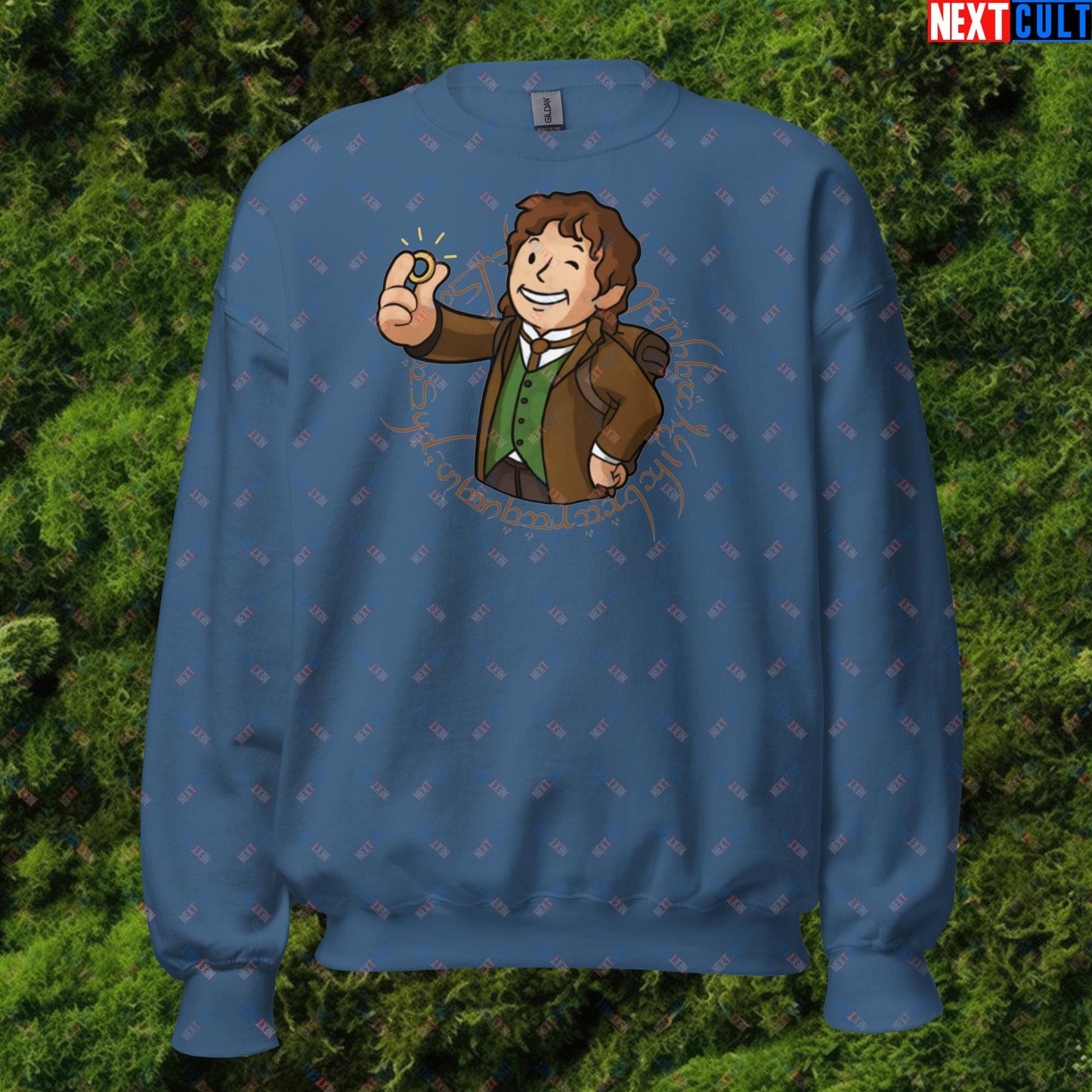 Bilboy Bilbo Baggins Lord of the Rings Vault Boy Fallout Funny Cartoon Mashup Unisex Sweatshirt Next Cult Brand