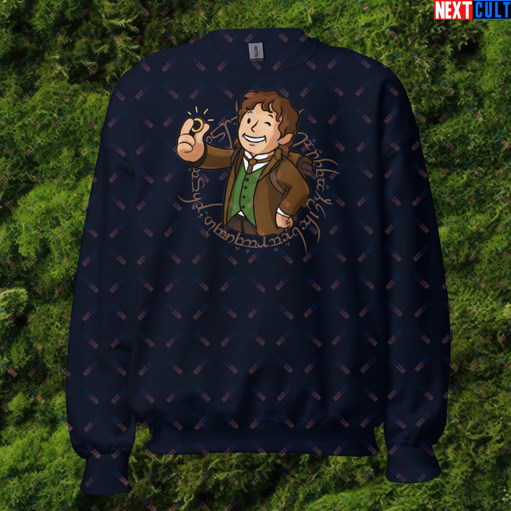 Bilboy Bilbo Baggins Lord of the Rings Vault Boy Fallout Funny Cartoon Mashup Unisex Sweatshirt Next Cult Brand