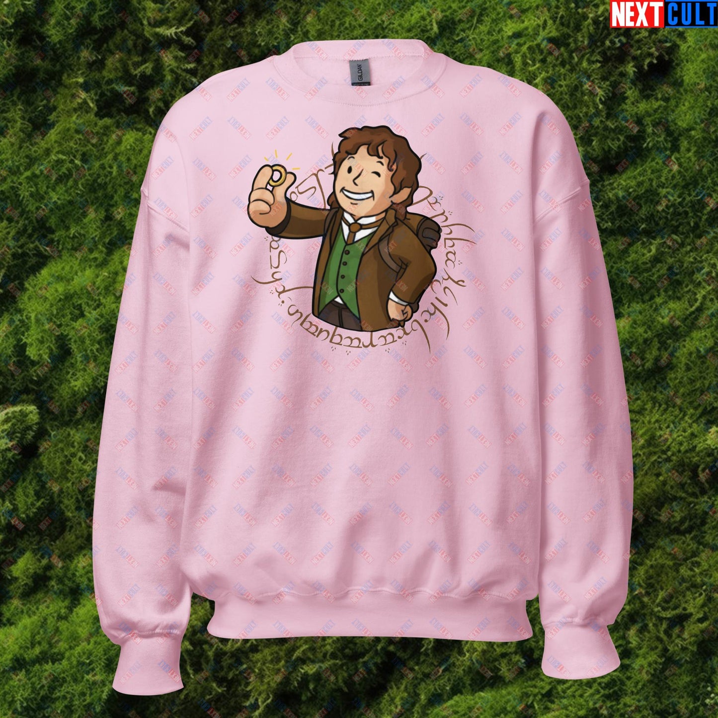 Bilboy Bilbo Baggins Lord of the Rings Vault Boy Fallout Funny Cartoon Mashup Unisex Sweatshirt Next Cult Brand