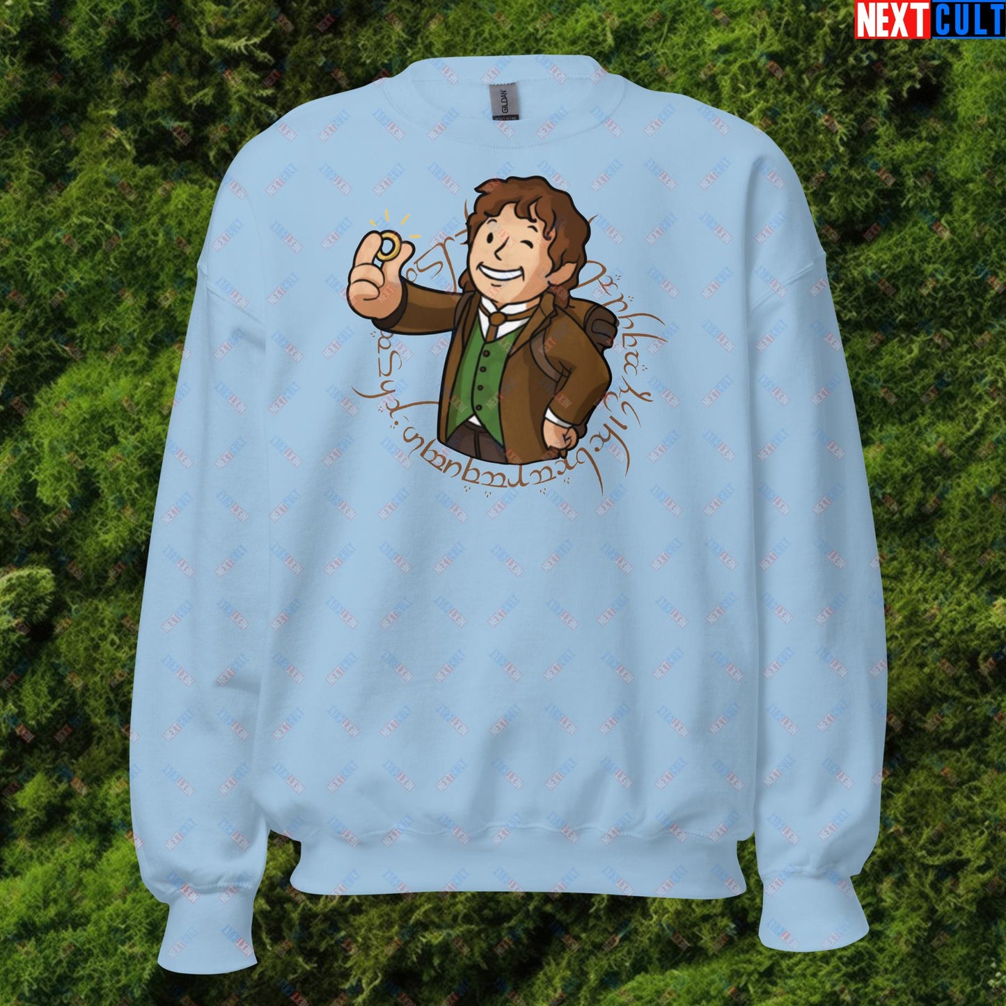 Bilboy Bilbo Baggins Lord of the Rings Vault Boy Fallout Funny Cartoon Mashup Unisex Sweatshirt Next Cult Brand