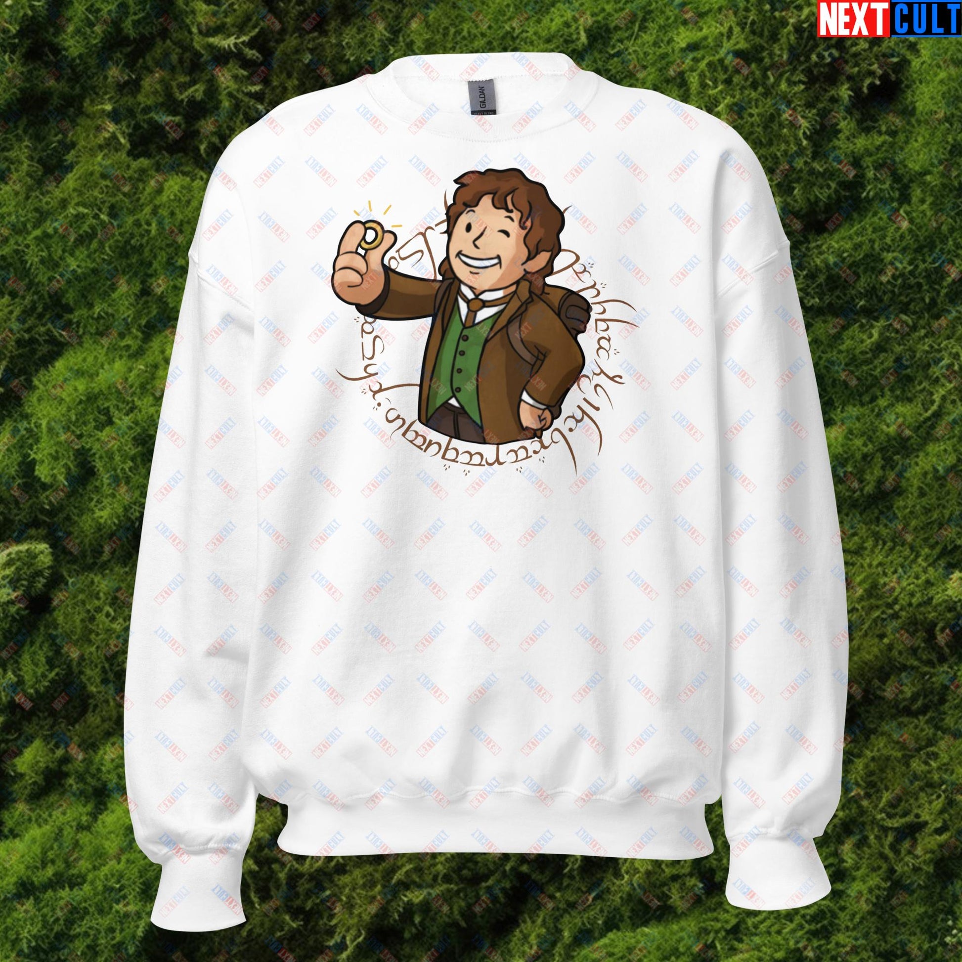 Bilboy Bilbo Baggins Lord of the Rings Vault Boy Fallout Funny Cartoon Mashup Unisex Sweatshirt Next Cult Brand