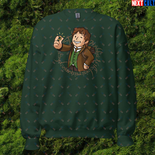 Bilboy Bilbo Baggins Lord of the Rings Vault Boy Fallout Funny Cartoon Mashup Unisex Sweatshirt Next Cult Brand