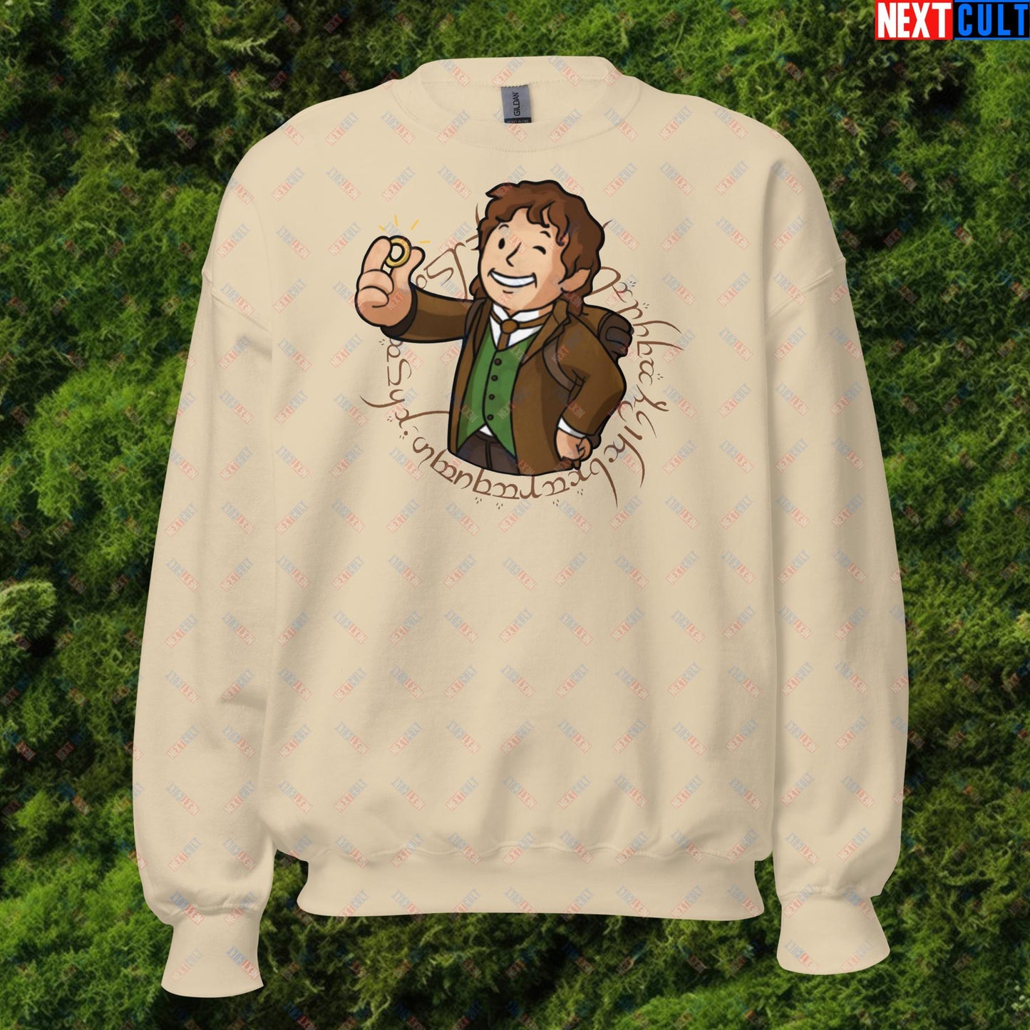 Bilboy Bilbo Baggins Lord of the Rings Vault Boy Fallout Funny Cartoon Mashup Unisex Sweatshirt Next Cult Brand