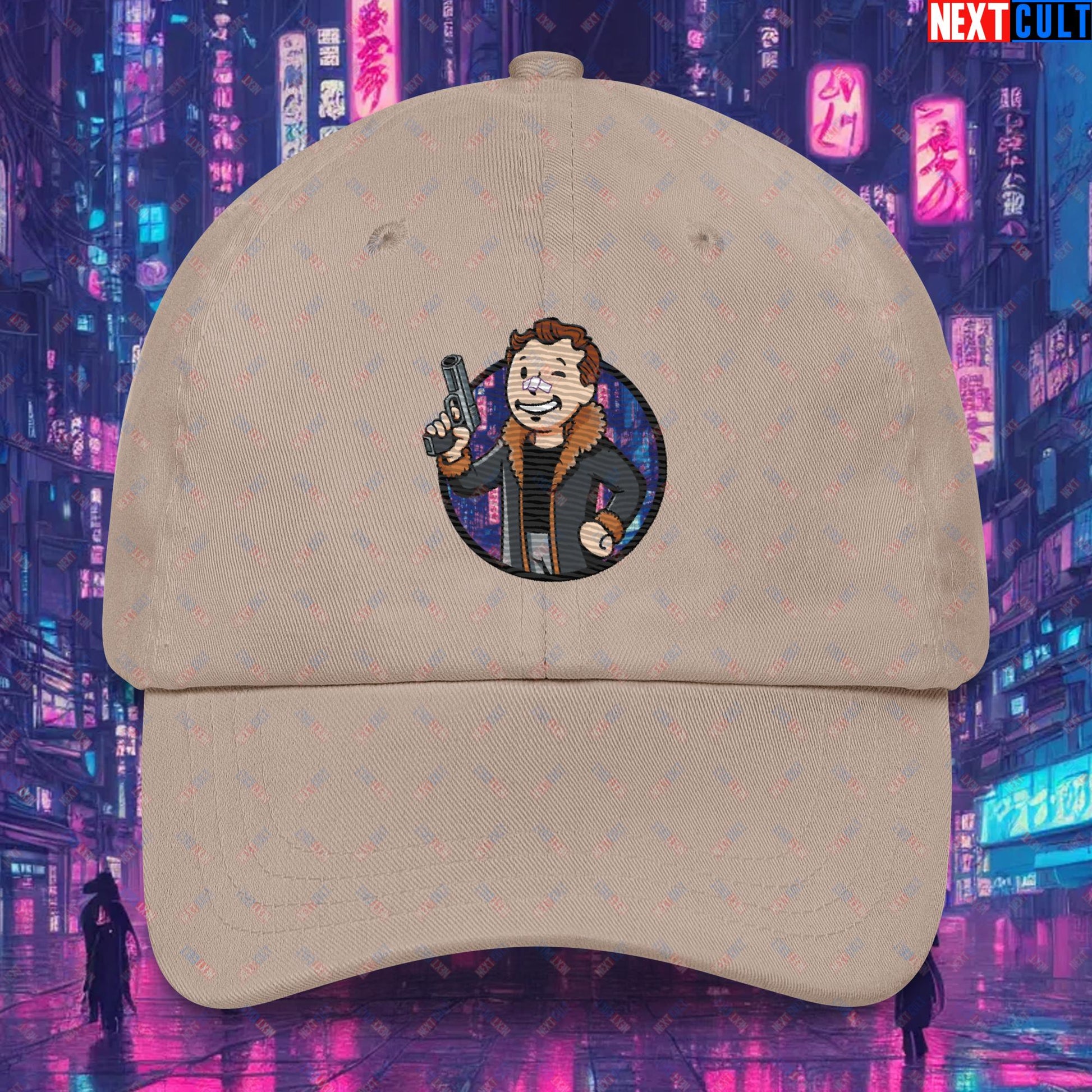 Blade Runner 2049 Ryan Gosling Vault Boy Fallout Funny Meme Cartoon Mashup Dad hat Stone Hats Blade Runner Fallout Movies Ryan Gosling Vault Boy Next Cult Brand