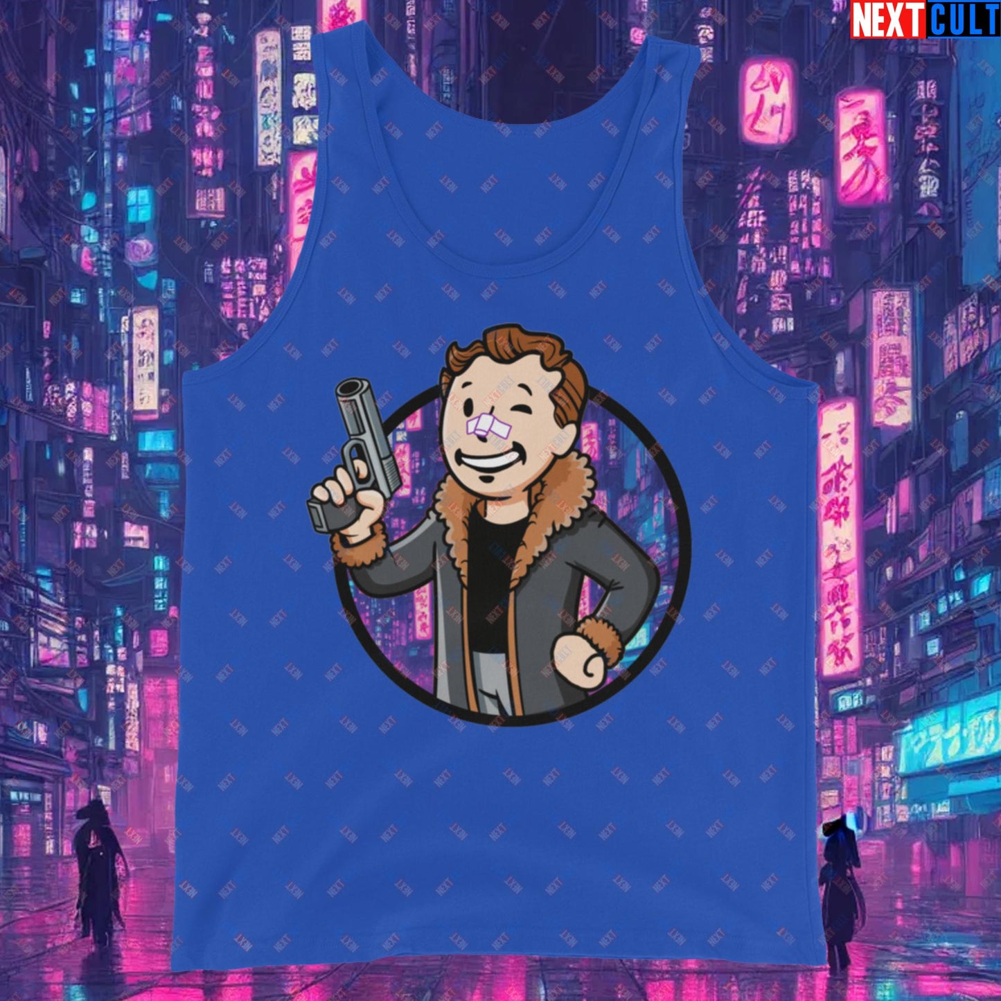 Blade Runner 2049 Ryan Gosling Vault Boy Fallout Funny Meme Cartoon Mashup Tank Top Next Cult Brand