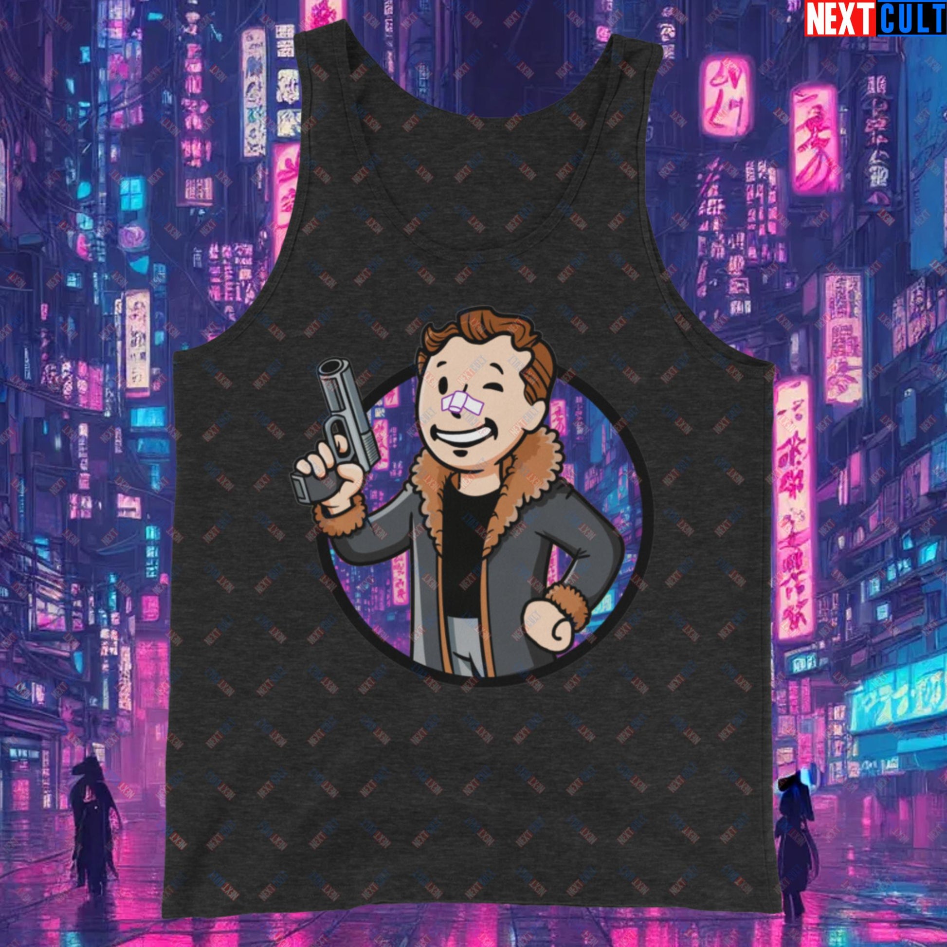 Blade Runner 2049 Ryan Gosling Vault Boy Fallout Funny Meme Cartoon Mashup Tank Top Next Cult Brand