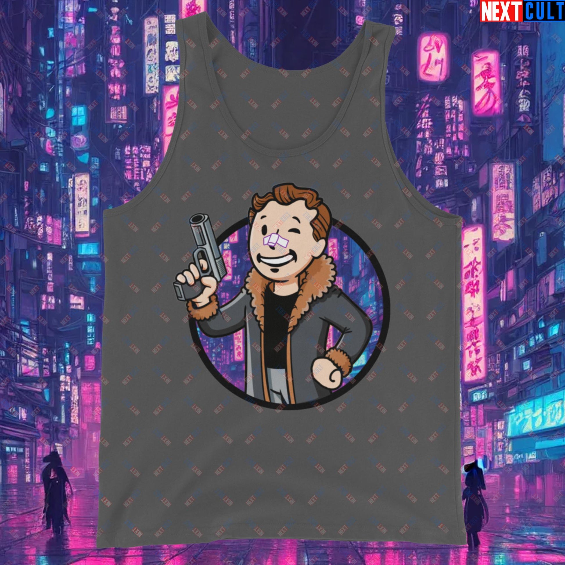 Blade Runner 2049 Ryan Gosling Vault Boy Fallout Funny Meme Cartoon Mashup Tank Top Next Cult Brand