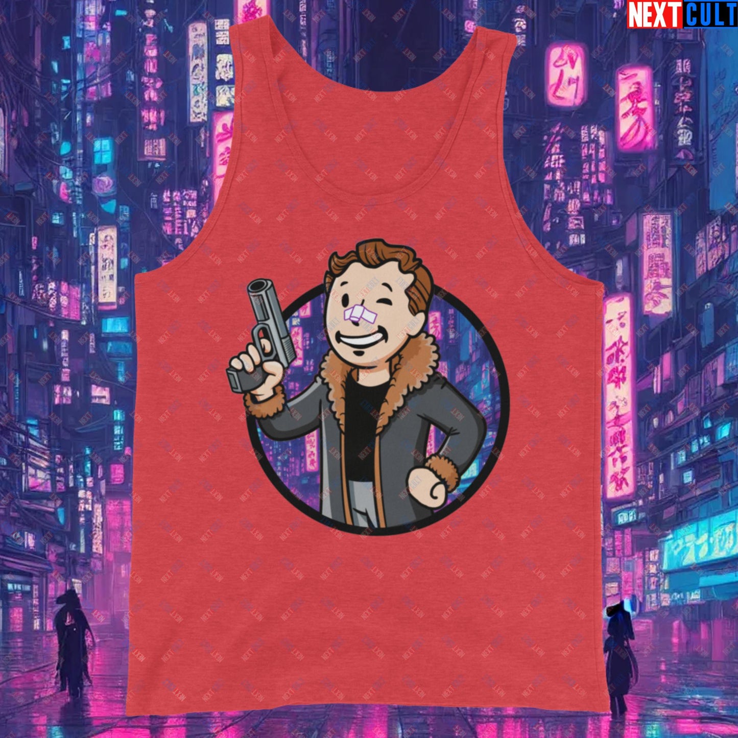 Blade Runner 2049 Ryan Gosling Vault Boy Fallout Funny Meme Cartoon Mashup Tank Top Red Triblend Tank Tops Blade Runner Fallout Movies Ryan Gosling Vault Boy Next Cult Brand