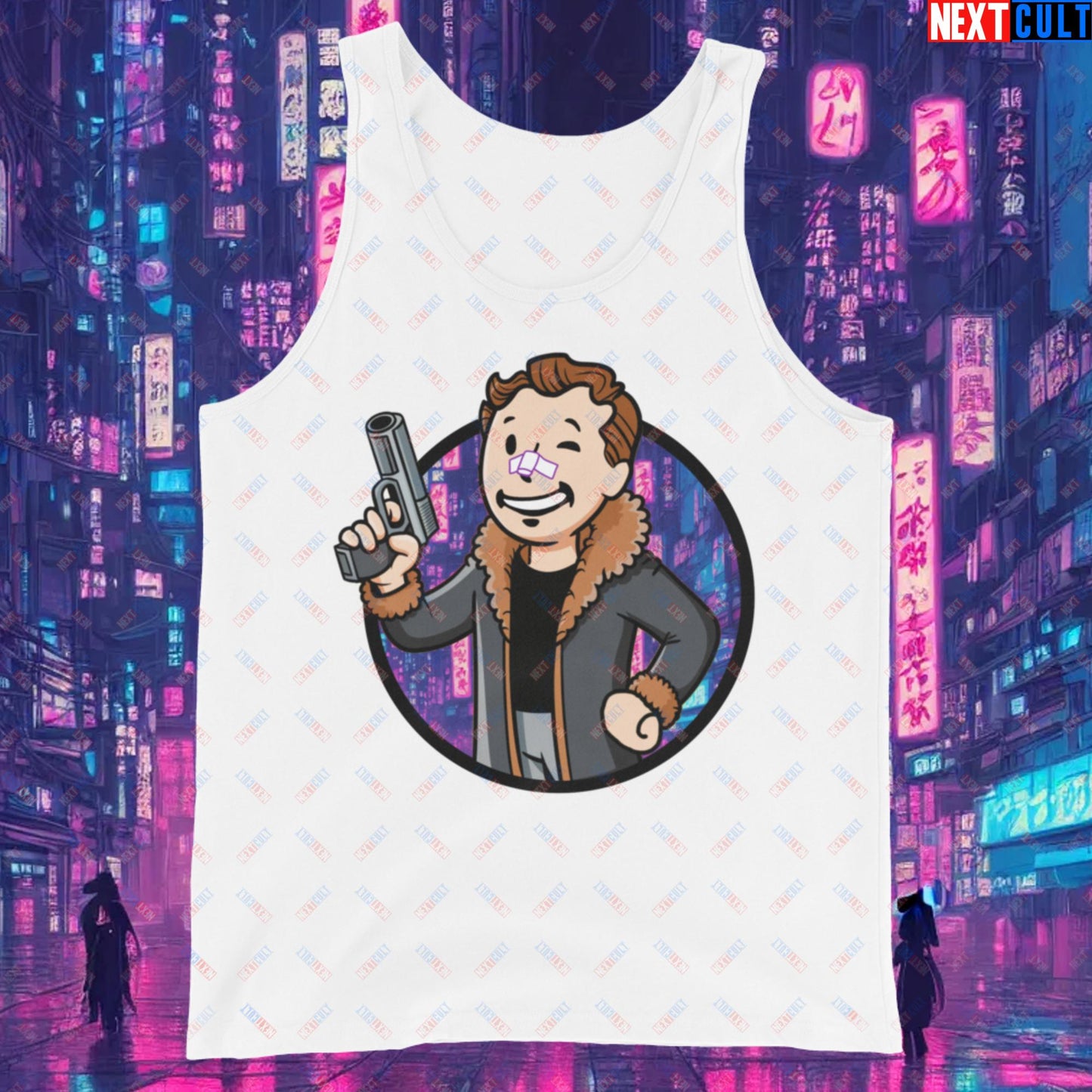 Blade Runner 2049 Ryan Gosling Vault Boy Fallout Funny Meme Cartoon Mashup Tank Top Next Cult Brand