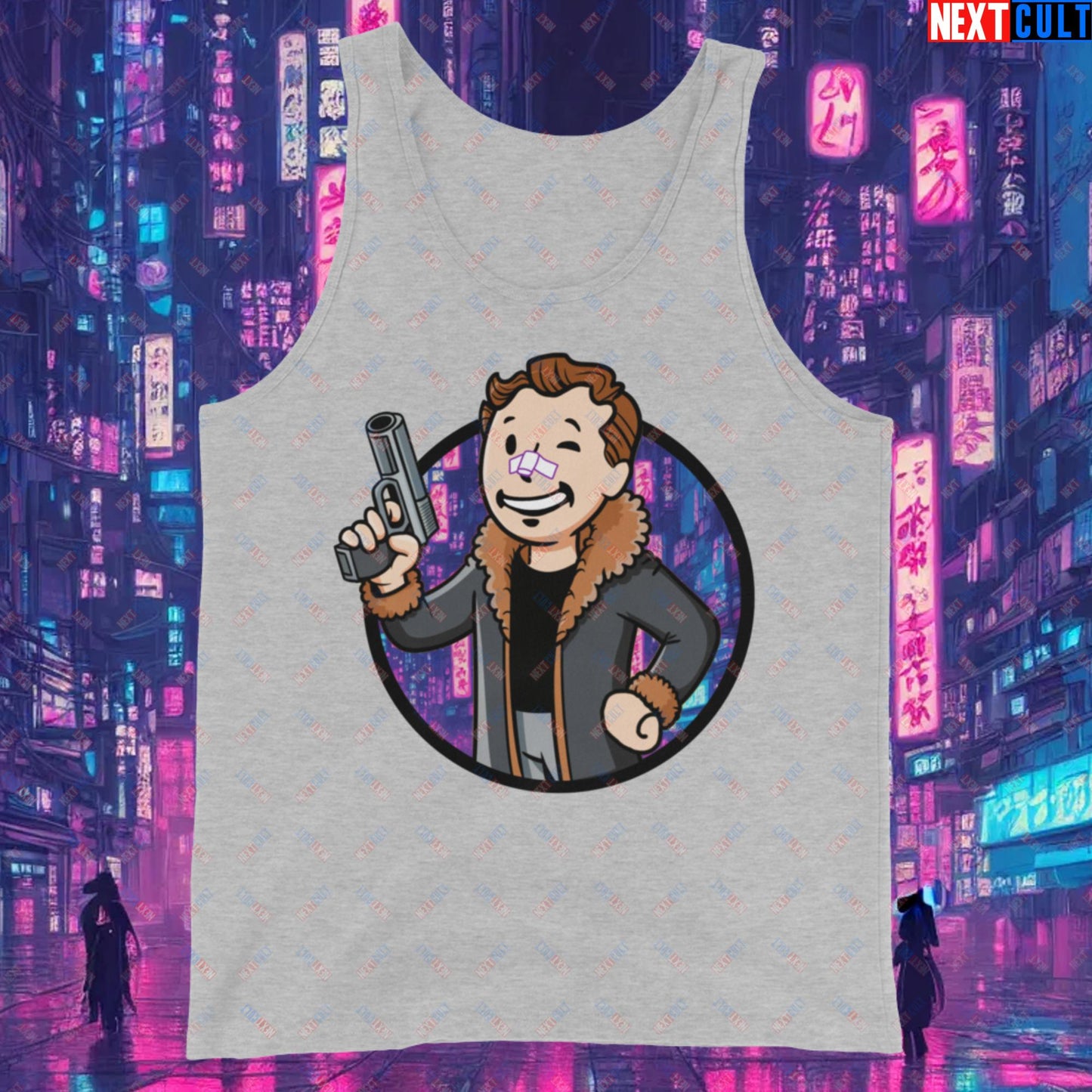 Blade Runner 2049 Ryan Gosling Vault Boy Fallout Funny Meme Cartoon Mashup Tank Top Athletic Heather Tank Tops Blade Runner Fallout Movies Ryan Gosling Vault Boy Next Cult Brand