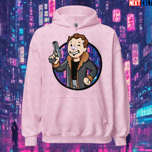 Blade Runner 2049 Ryan Gosling Vault Boy Fallout Funny Meme Cartoon Mashup Unisex Hoodie Light Pink Hoodies Blade Runner Fallout Movies Ryan Gosling Vault Boy Next Cult Brand