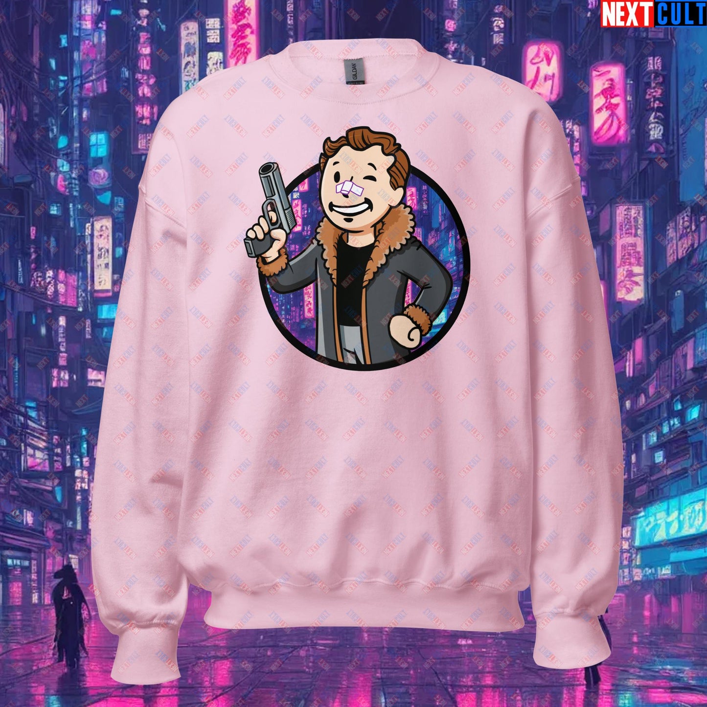 Blade Runner 2049 Ryan Gosling Vault Boy Fallout Funny Meme Cartoon Mashup Unisex Sweatshirt Next Cult Brand