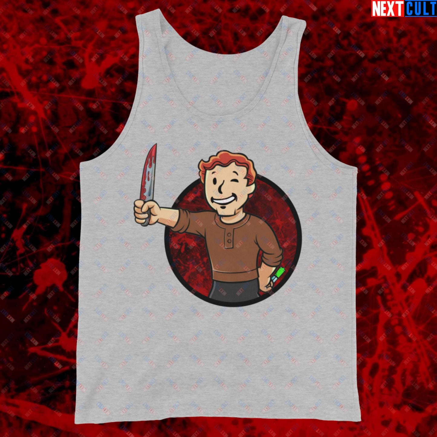 Blood Boy Dexter Morgan Vault Boy Fallout Funny Meme Cartoon Mashup Tank Top Next Cult Brand