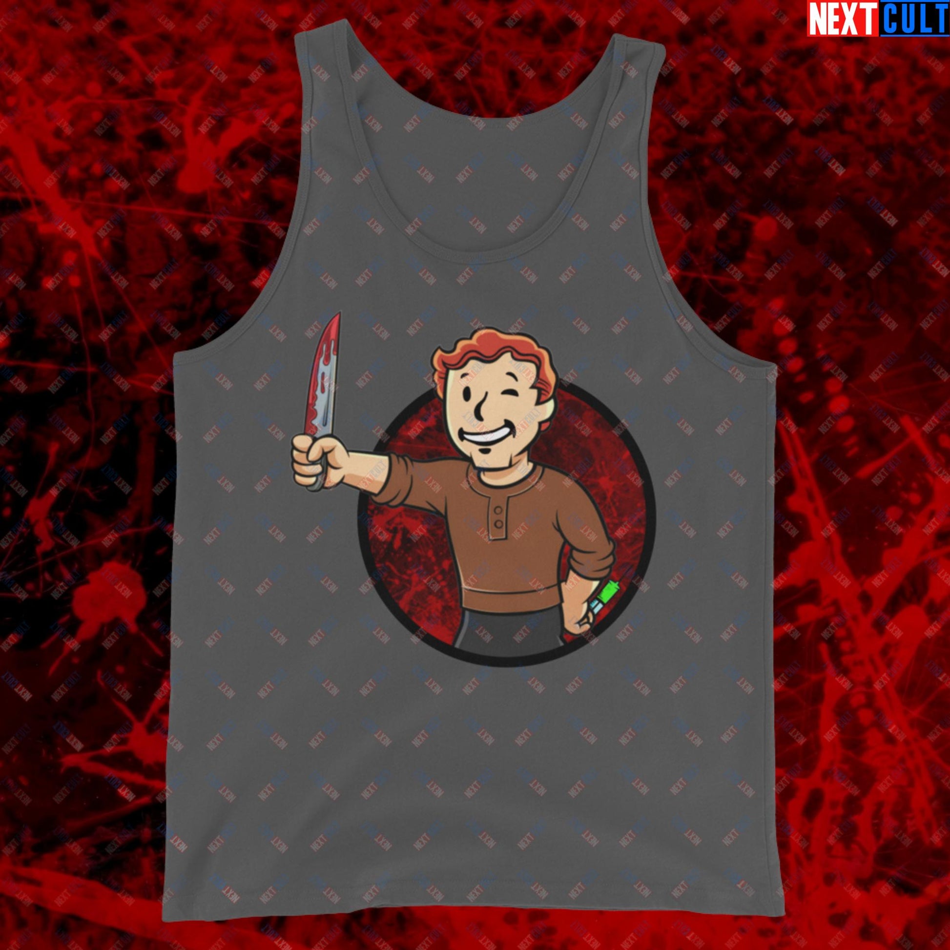 Blood Boy Dexter Morgan Vault Boy Fallout Funny Meme Cartoon Mashup Tank Top Next Cult Brand