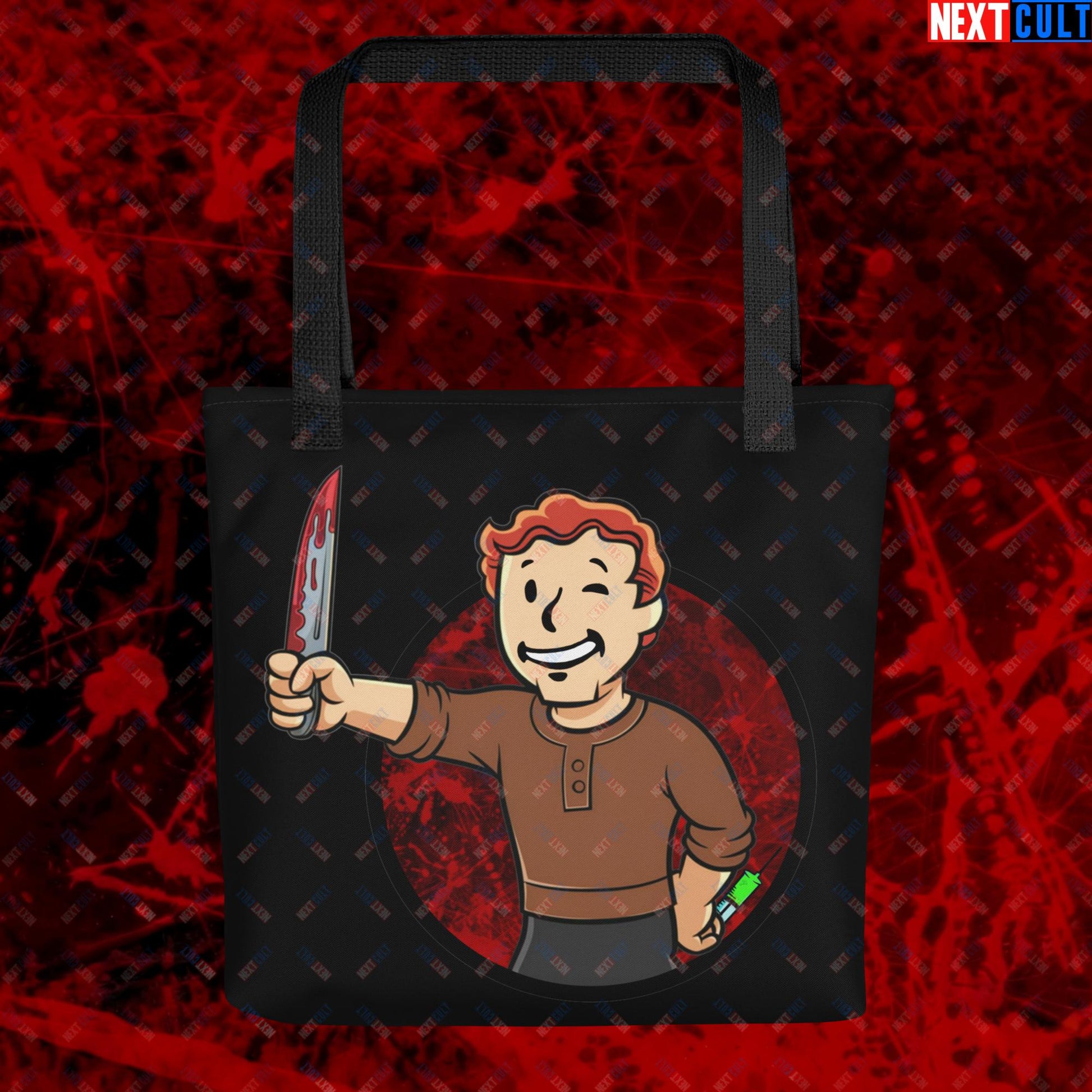 Blood Boy Dexter Morgan Vault Boy Fallout Funny Meme Cartoon Mashup Tote bag Next Cult Brand