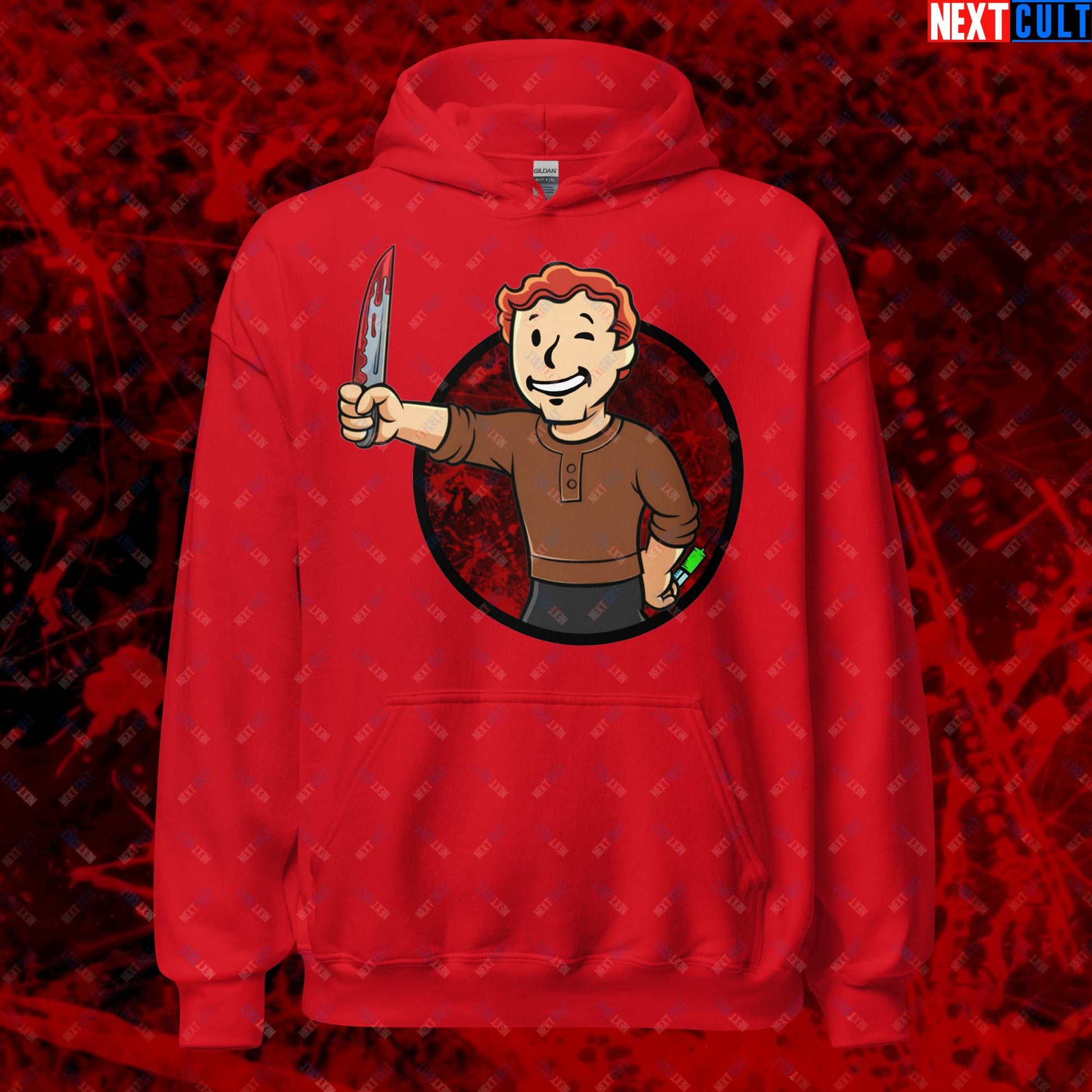 Blood Boy Dexter Morgan Vault Boy Fallout Funny Meme Cartoon Mashup Unisex Hoodie Next Cult Brand