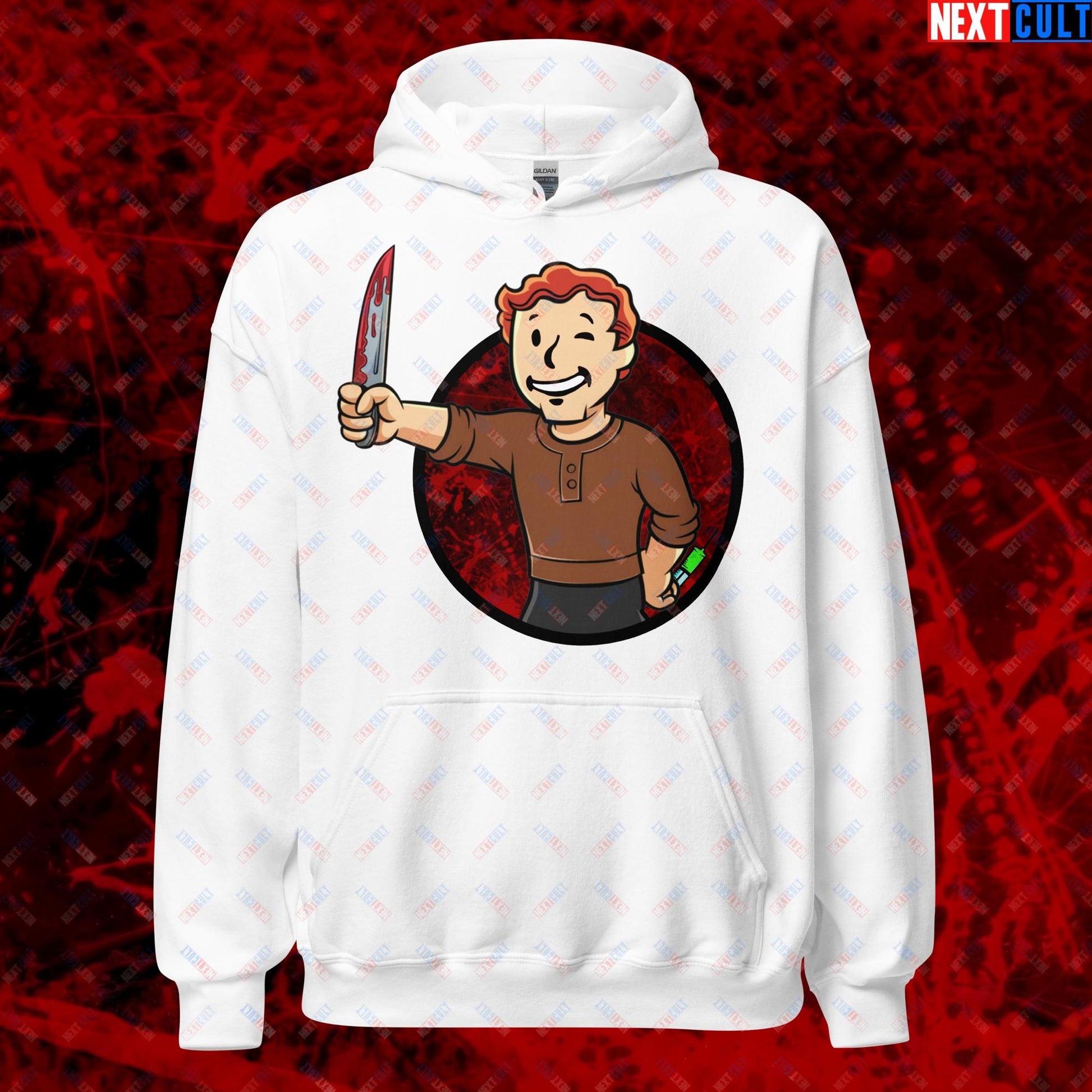 Blood Boy Dexter Morgan Vault Boy Fallout Funny Meme Cartoon Mashup Unisex Hoodie Next Cult Brand