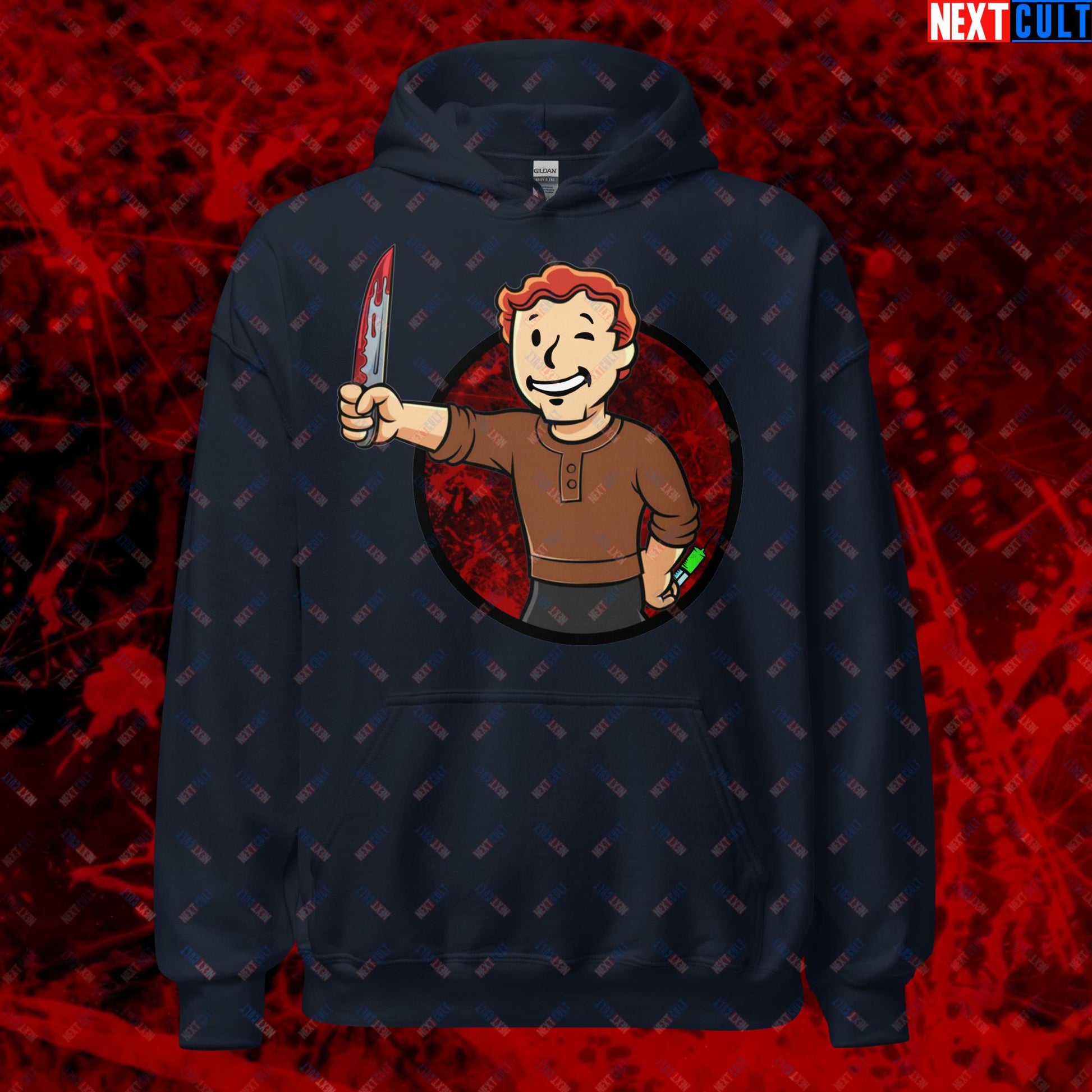 Blood Boy Dexter Morgan Vault Boy Fallout Funny Meme Cartoon Mashup Unisex Hoodie Next Cult Brand