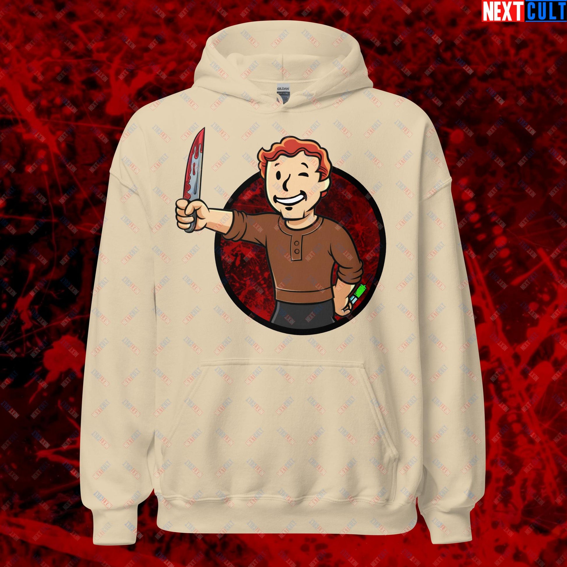 Blood Boy Dexter Morgan Vault Boy Fallout Funny Meme Cartoon Mashup Unisex Hoodie Next Cult Brand