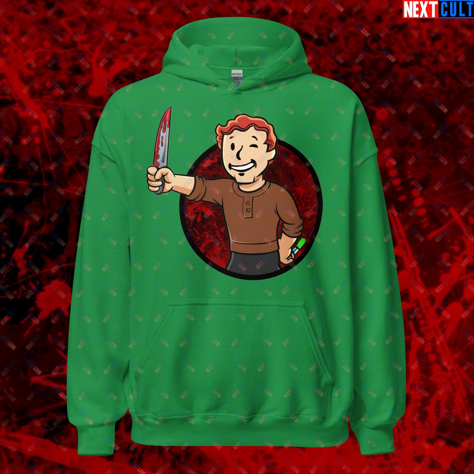 Blood Boy Dexter Morgan Vault Boy Fallout Funny Meme Cartoon Mashup Unisex Hoodie Next Cult Brand