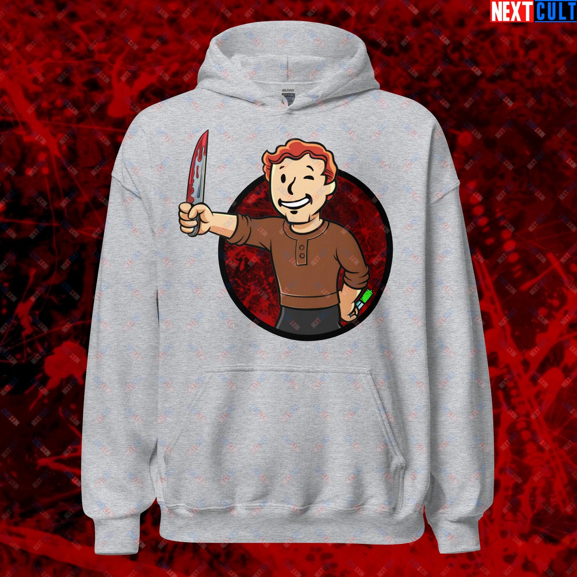 Blood Boy Dexter Morgan Vault Boy Fallout Funny Meme Cartoon Mashup Unisex Hoodie Next Cult Brand