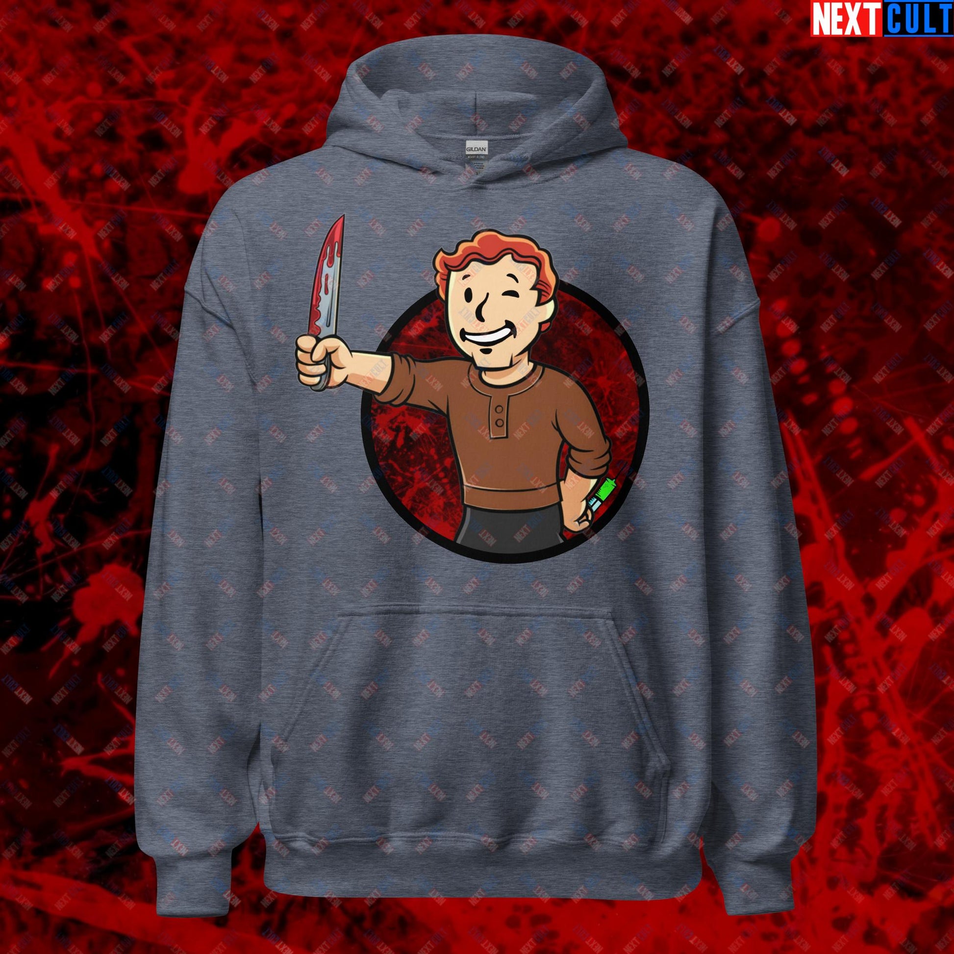 Blood Boy Dexter Morgan Vault Boy Fallout Funny Meme Cartoon Mashup Unisex Hoodie Next Cult Brand