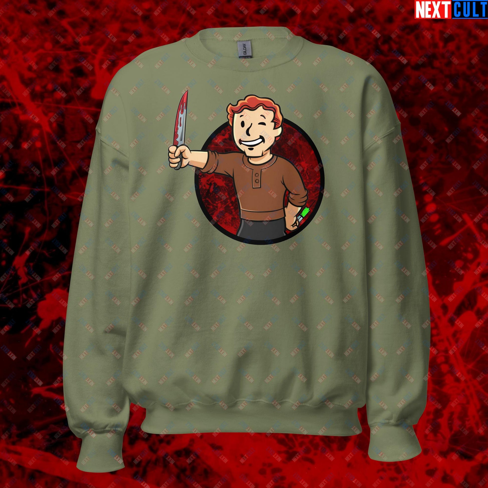 Blood Boy Dexter Morgan Vault Boy Fallout Funny Meme Cartoon Mashup Unisex Sweatshirt Next Cult Brand