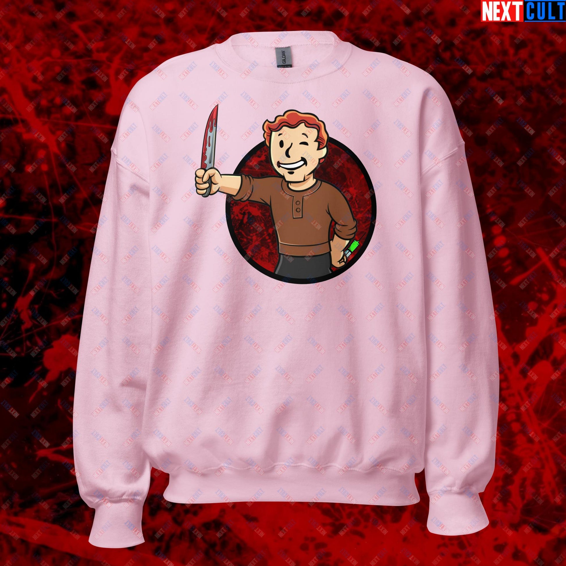 Blood Boy Dexter Morgan Vault Boy Fallout Funny Meme Cartoon Mashup Unisex Sweatshirt Next Cult Brand