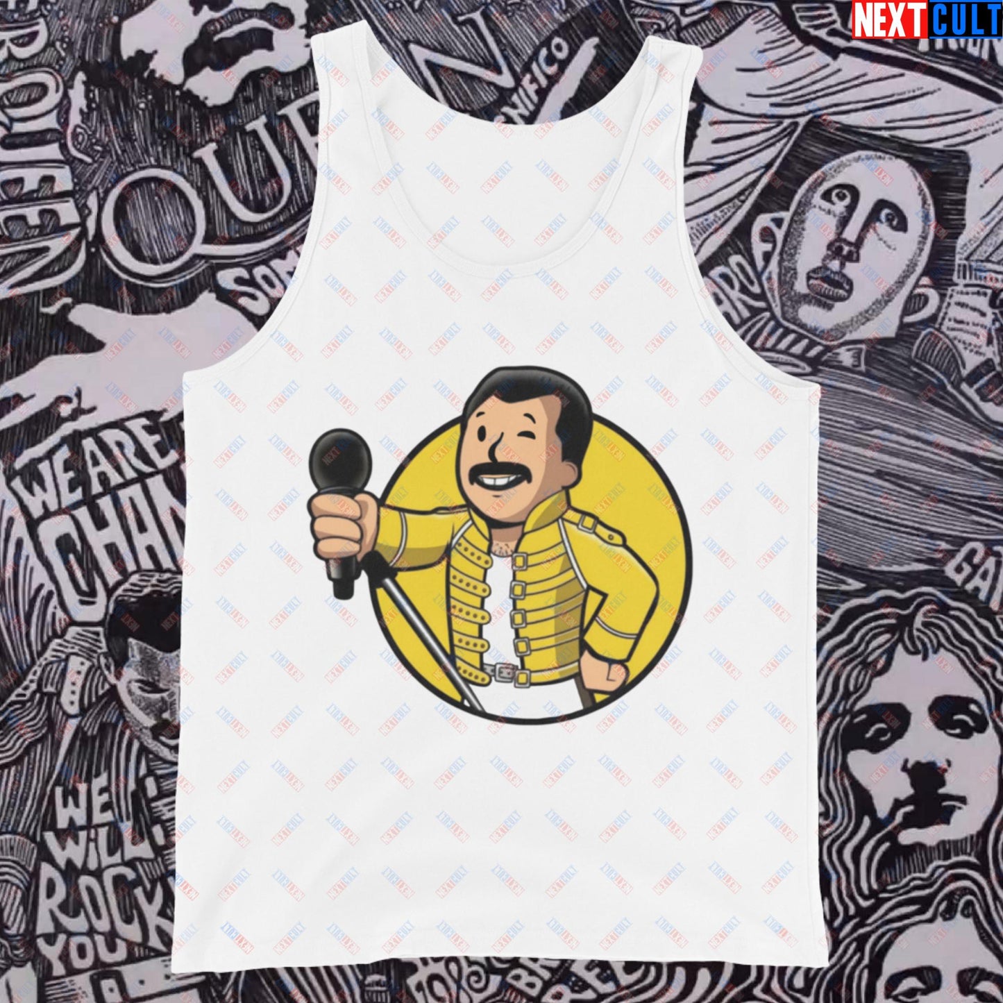 Bohemian Boy Freddie Mercury Queen Vault Boy Fallout Funny Meme Cartoon Mashup Tank Top Next Cult Brand