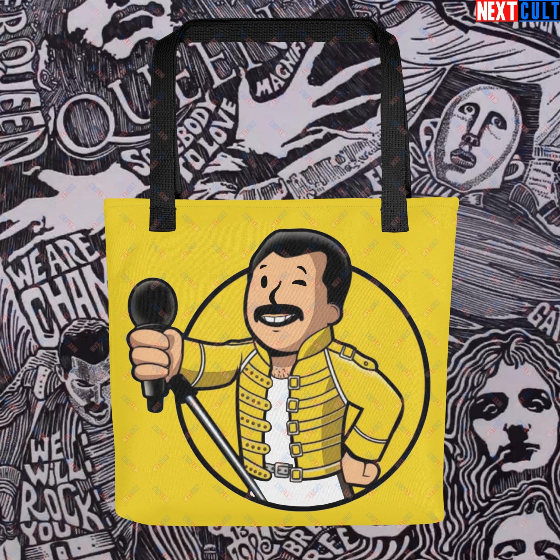 Bohemian Boy Freddie Mercury Queen Vault Boy Fallout Funny Meme Cartoon Mashup Tote bag Default Title Bags Fallout Freddie Mercury Music Queen Vault Boy Next Cult Brand