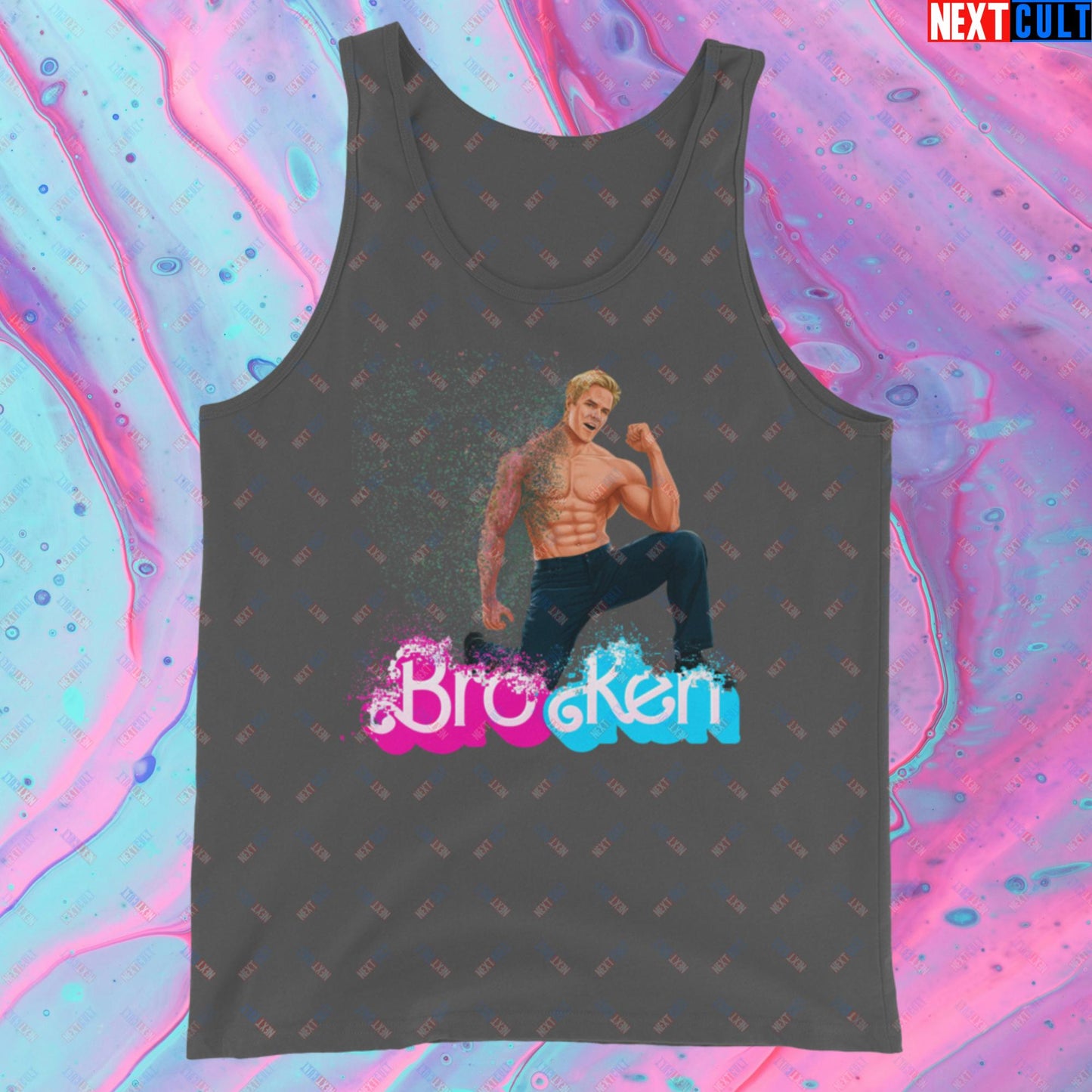 BroKen Funny Ken Barbie Movie Ryan Gosling Tank Top Asphalt Tank Tops Barbie Ken Movies Next Cult Brand