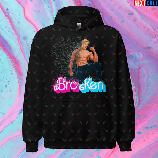 BroKen Funny Ken Barbie Movie Ryan Gosling Unisex Hoodie Black Hoodies Barbie Ken Movies Next Cult Brand