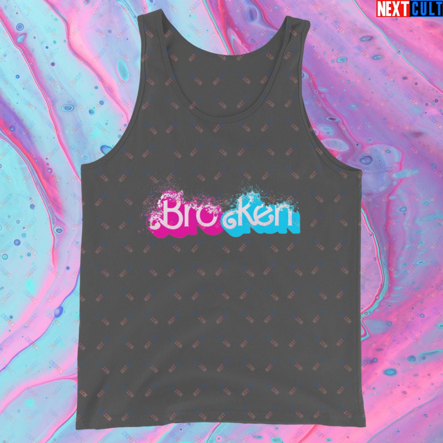 BroKen Funny Ken Barbie Movie Tank Top Asphalt Tank Tops Barbie Ken Movies Next Cult Brand