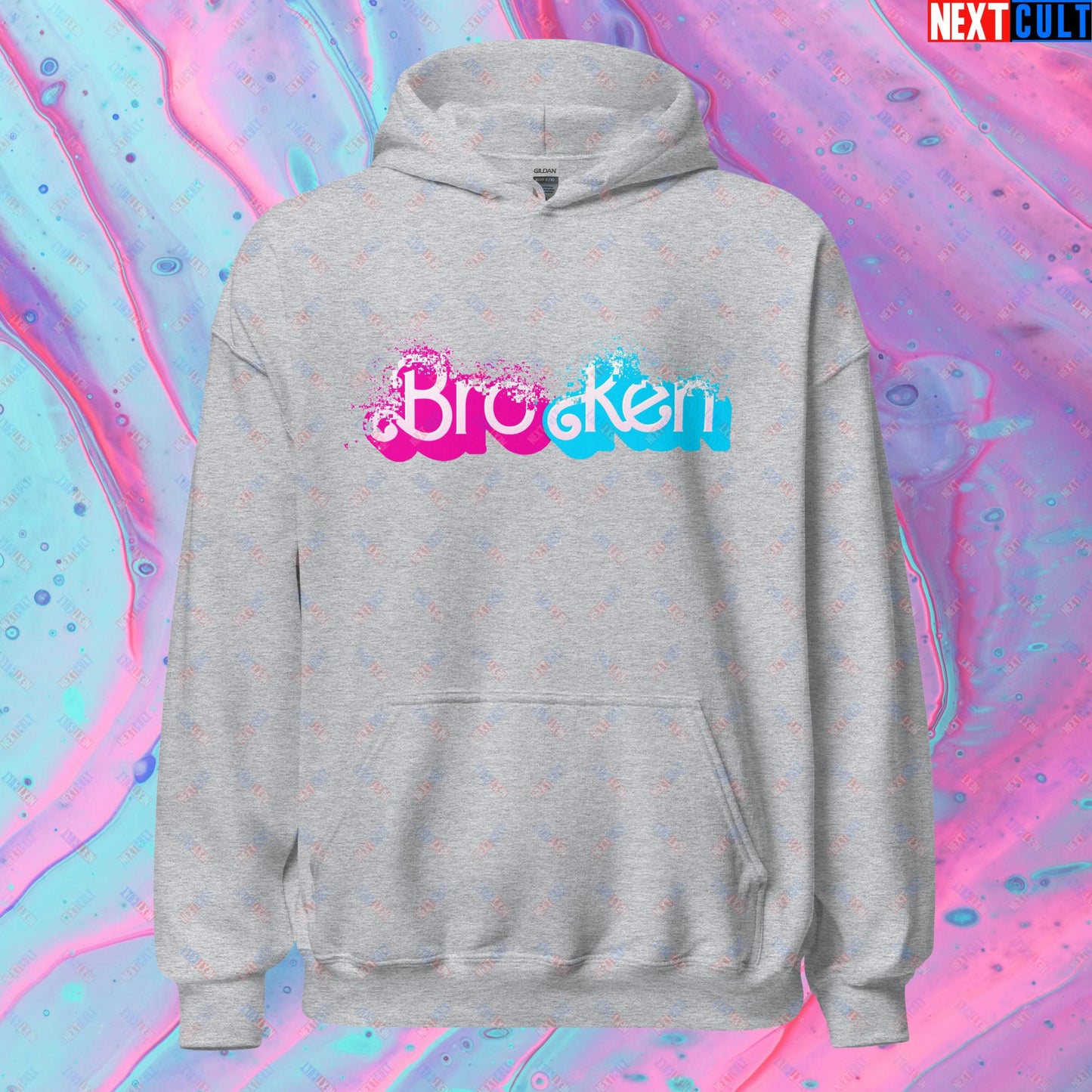 BroKen Funny Ken Barbie Movie Unisex Hoodie Sport Grey Hoodies Barbie Ken Movies Next Cult Brand