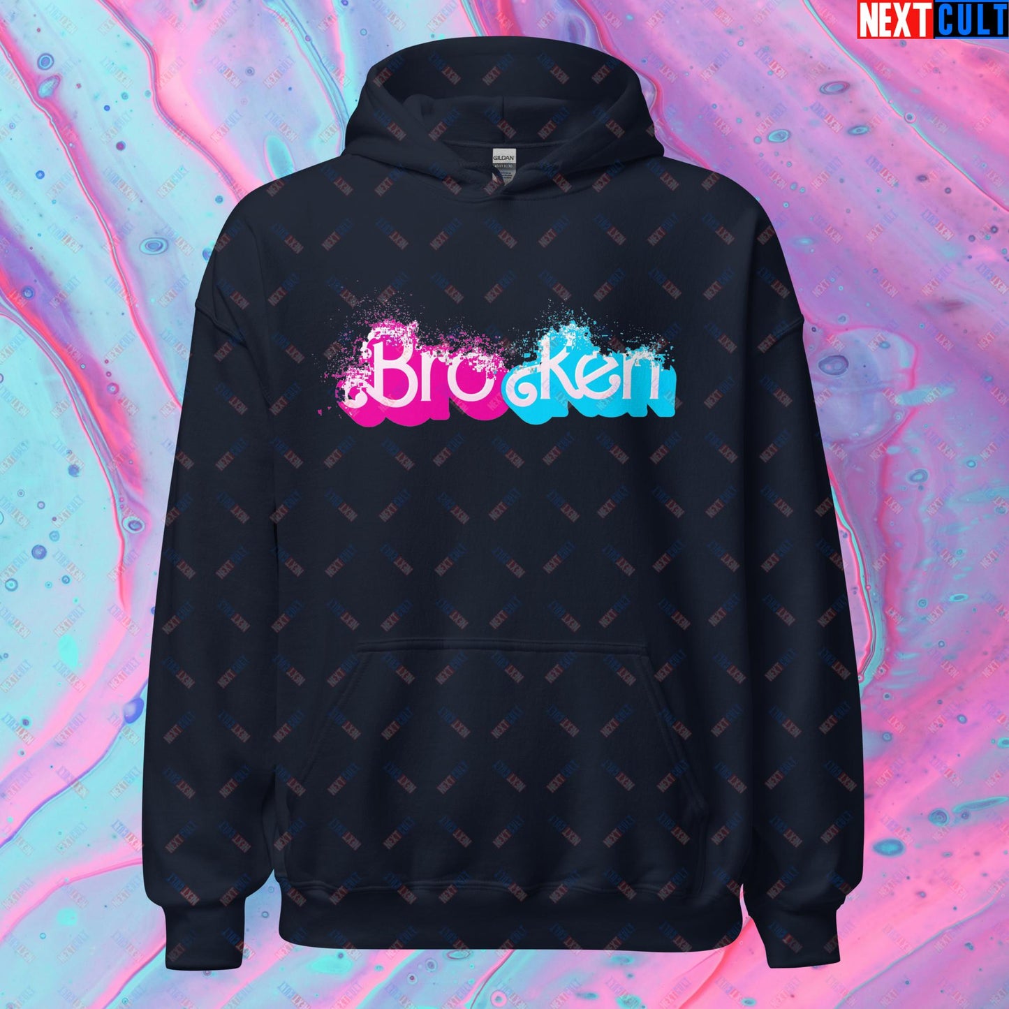 BroKen Funny Ken Barbie Movie Unisex Hoodie Navy Hoodies Barbie Ken Movies Next Cult Brand