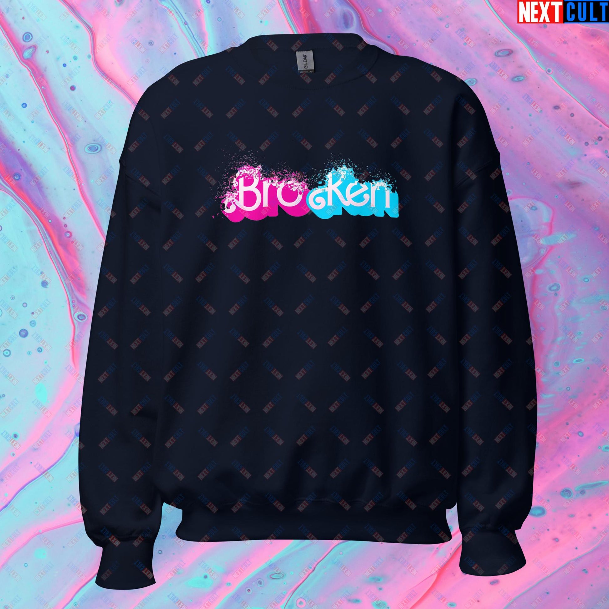 BroKen Funny Ken Barbie Movie Unisex Sweatshirt Navy Sweatshirts Barbie Ken Movies Next Cult Brand