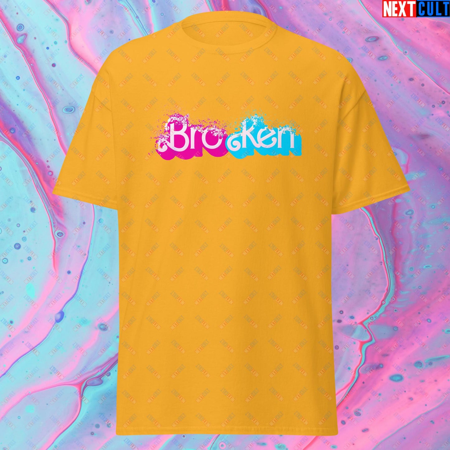 BroKen Funny Ken Barbie Movie Unisex tee Gold T-shirts Barbie Ken Movies Next Cult Brand