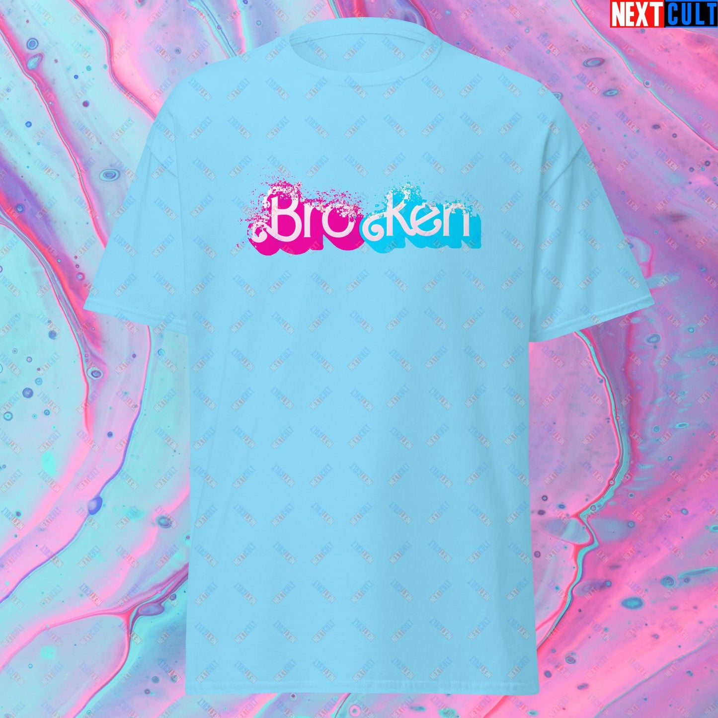 BroKen Funny Ken Barbie Movie Unisex tee Sky T-shirts Barbie Ken Movies Next Cult Brand