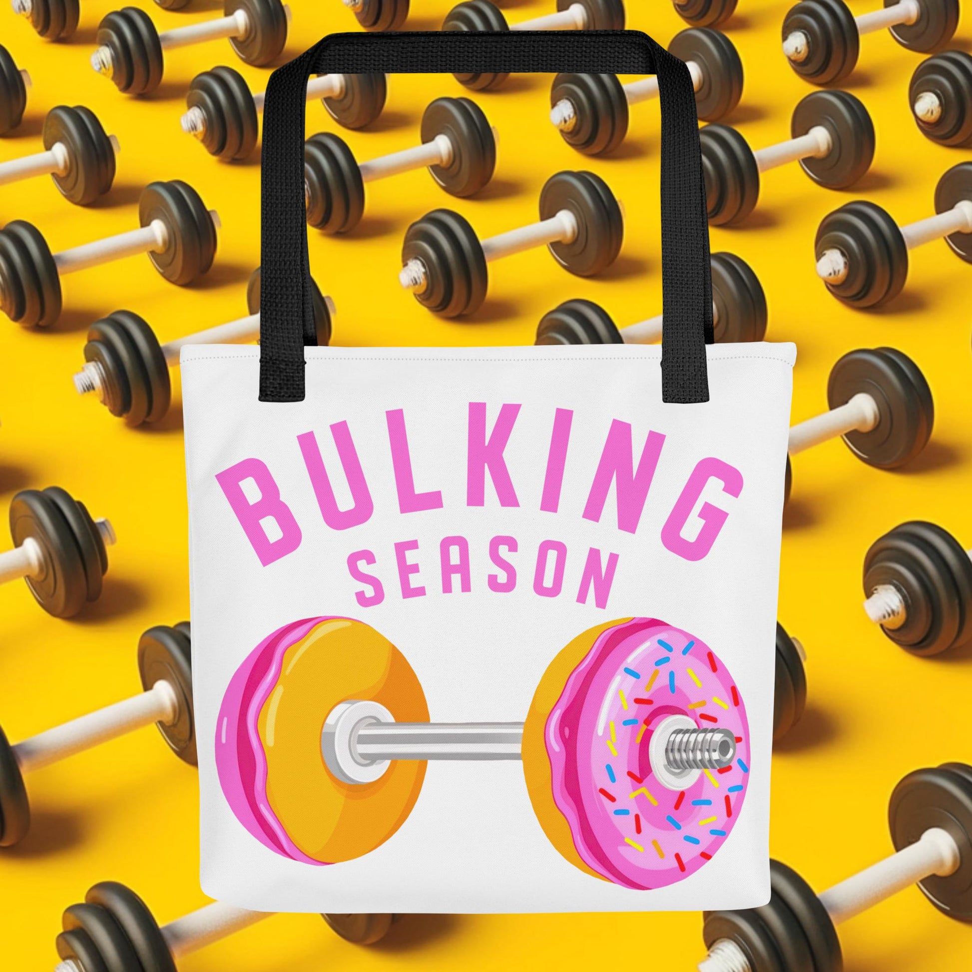 Bulking Season Donut Dumbbell Donuts Barbell Funny Bulk Diet Gym Workout Fitness Bodybuilding Tote bag Next Cult Brand