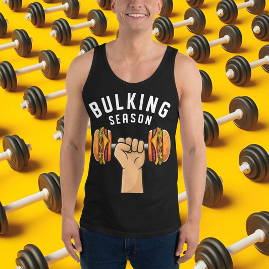 Bulking Season Funny Bulk Diet Gym Workout Fitness Tank Top Black Tank Tops Bodybuilding Bulking Burgers Fast Food Fitness Gym Workout Next Cult Brand