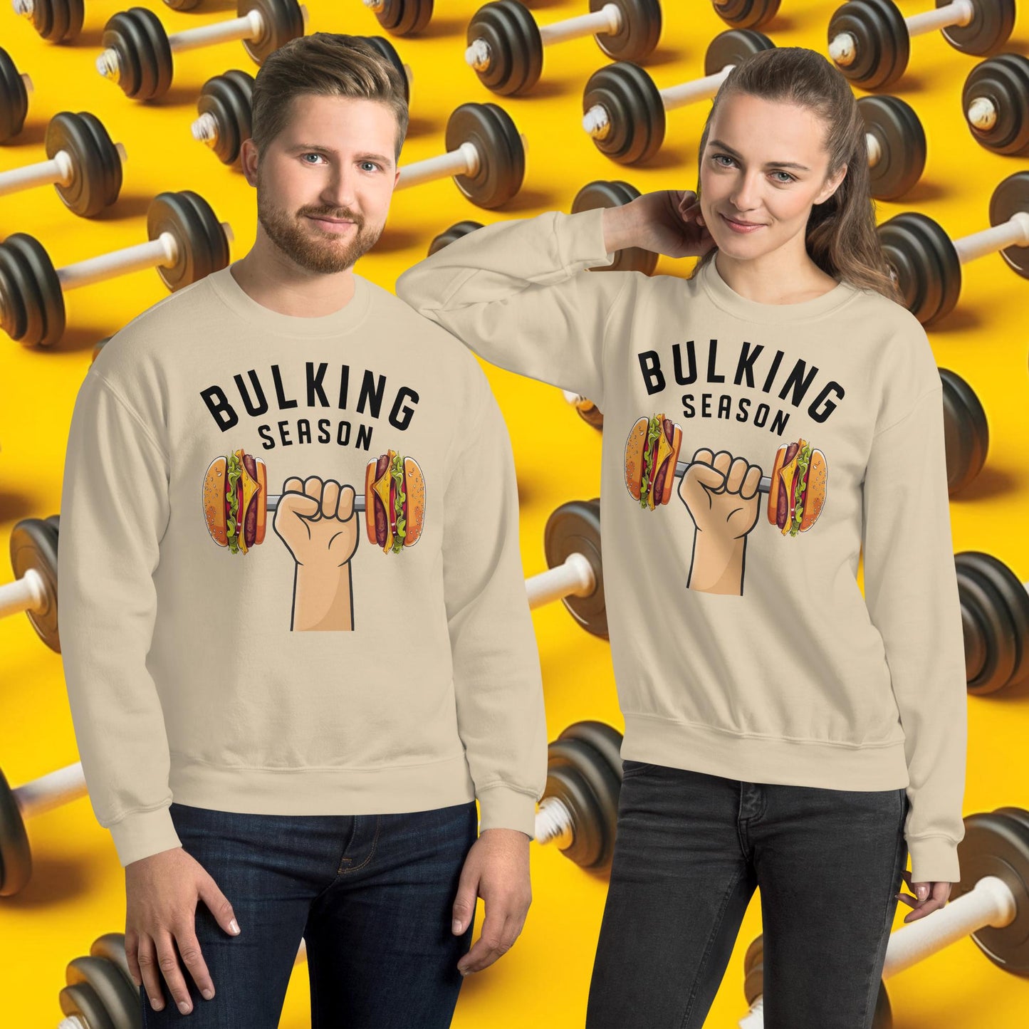 Bulking Season Funny Bulk Diet Gym Workout Fitness Unisex Sweatshirt Sand Sweatshirts Bodybuilding Bulking Burgers Fast Food Fitness Gym Workout Next Cult Brand