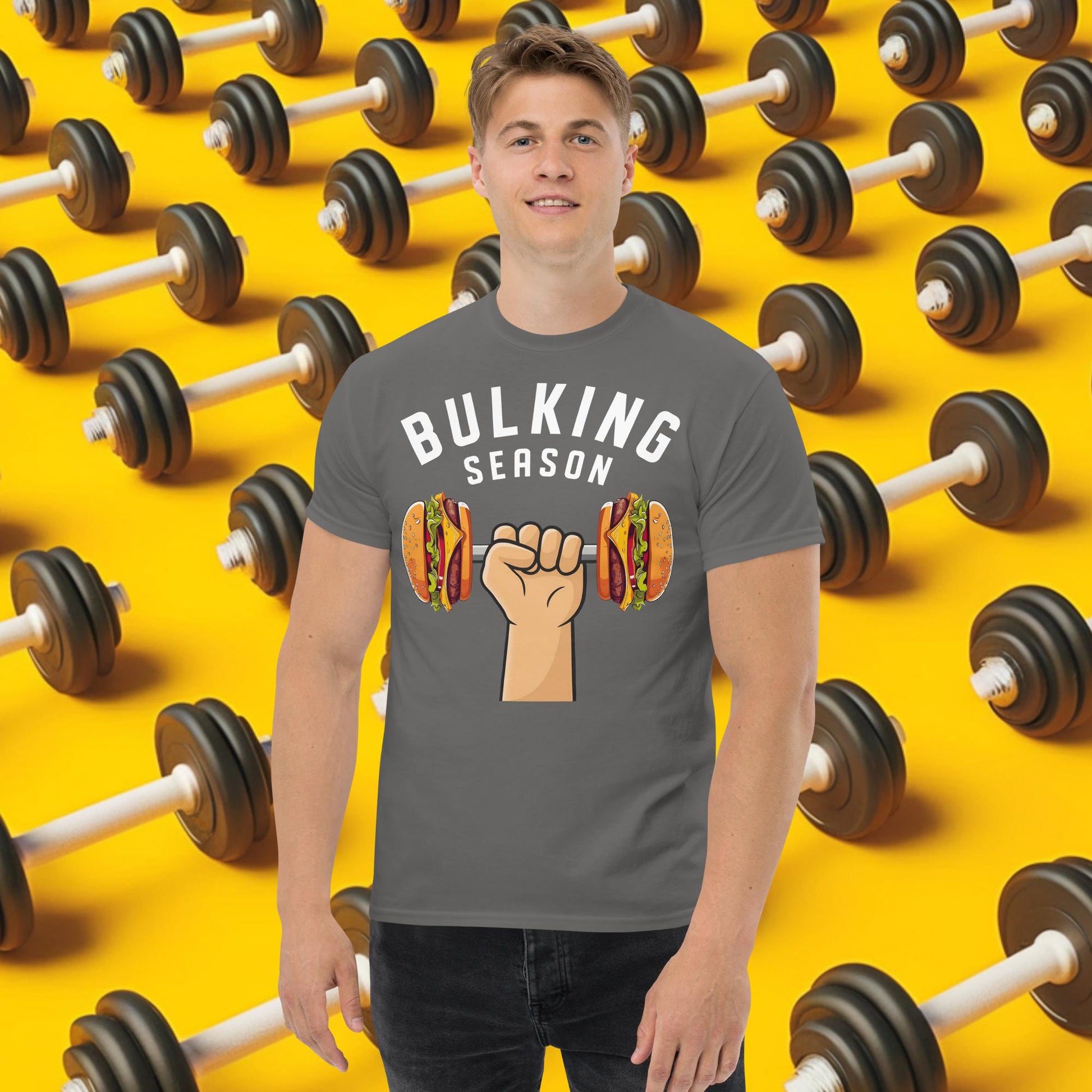 Bulking Season Funny Bulk Diet Gym Workout Fitness tee Charcoal T-shirts Bodybuilding Bulking Burgers Fast Food Fitness Gym Workout Next Cult Brand