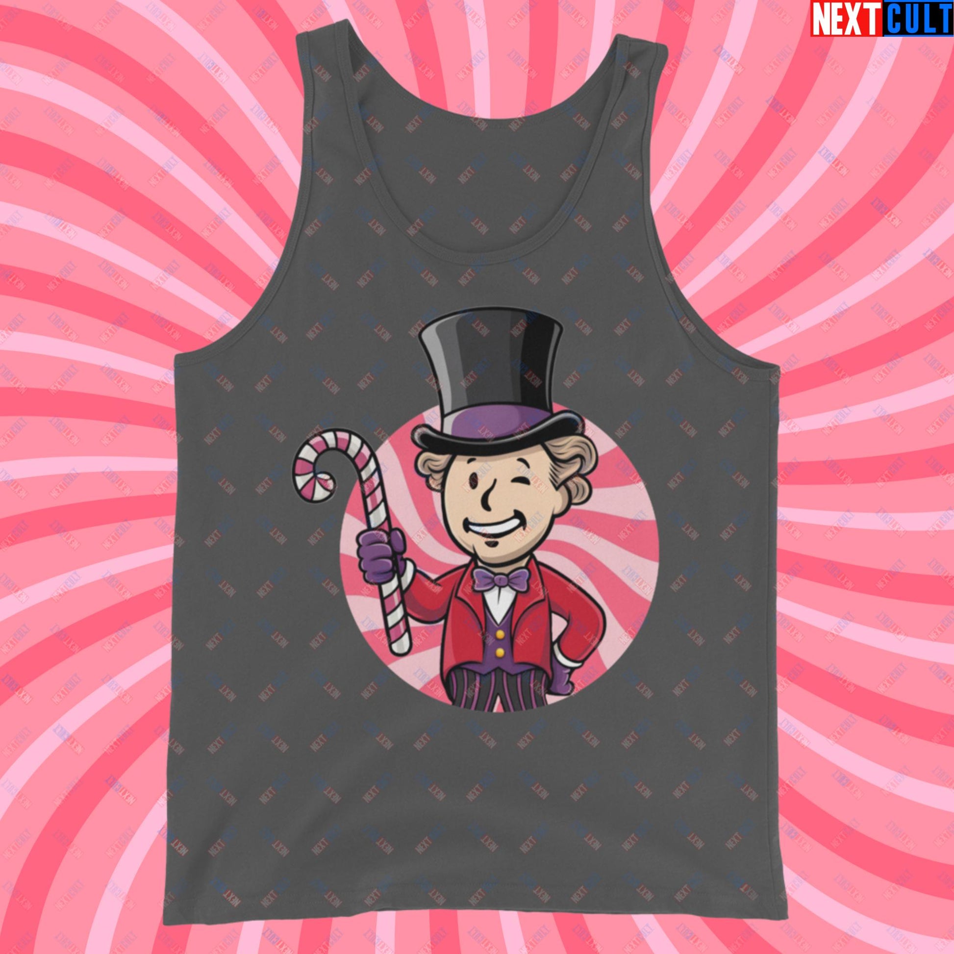 Candy Boy Willy Wonka Vault Boy Fallout Funny Meme Cartoon Mashup Tank Top Next Cult Brand