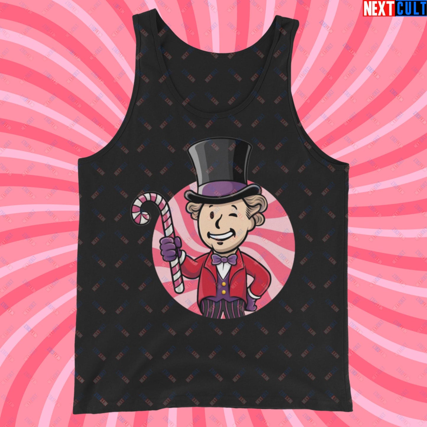 Candy Boy Willy Wonka Vault Boy Fallout Funny Meme Cartoon Mashup Tank Top Next Cult Brand