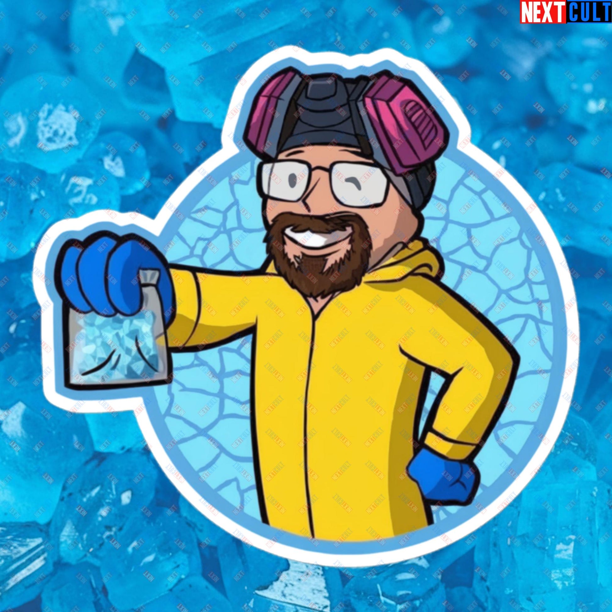 Chemistry Boy Walter White Breaking Bad Vault Boy Fallout Funny Meme Cartoon Mashup Bubble-free stickers Next Cult Brand