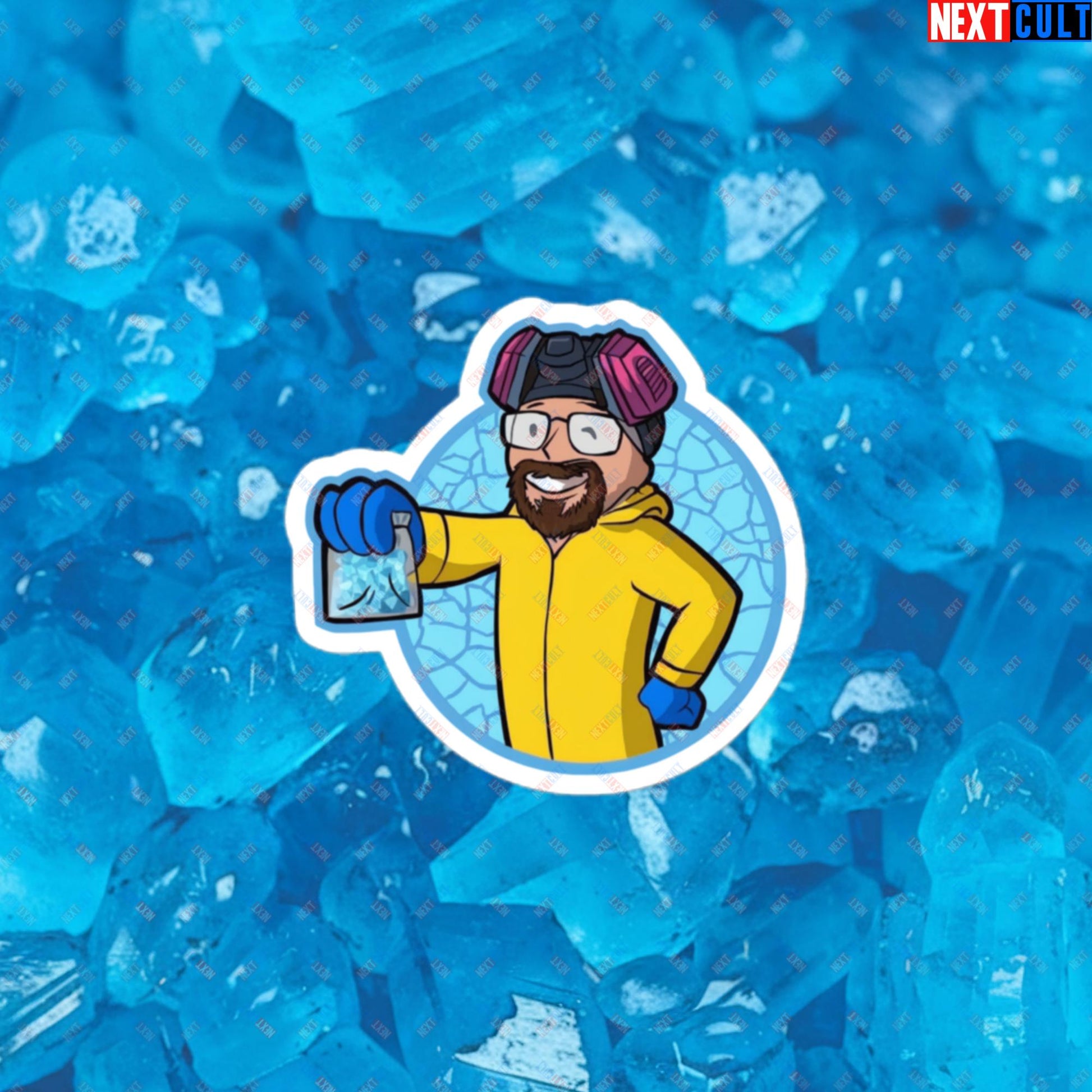 Chemistry Boy Walter White Breaking Bad Vault Boy Fallout Funny Meme Cartoon Mashup Bubble-free stickers Next Cult Brand