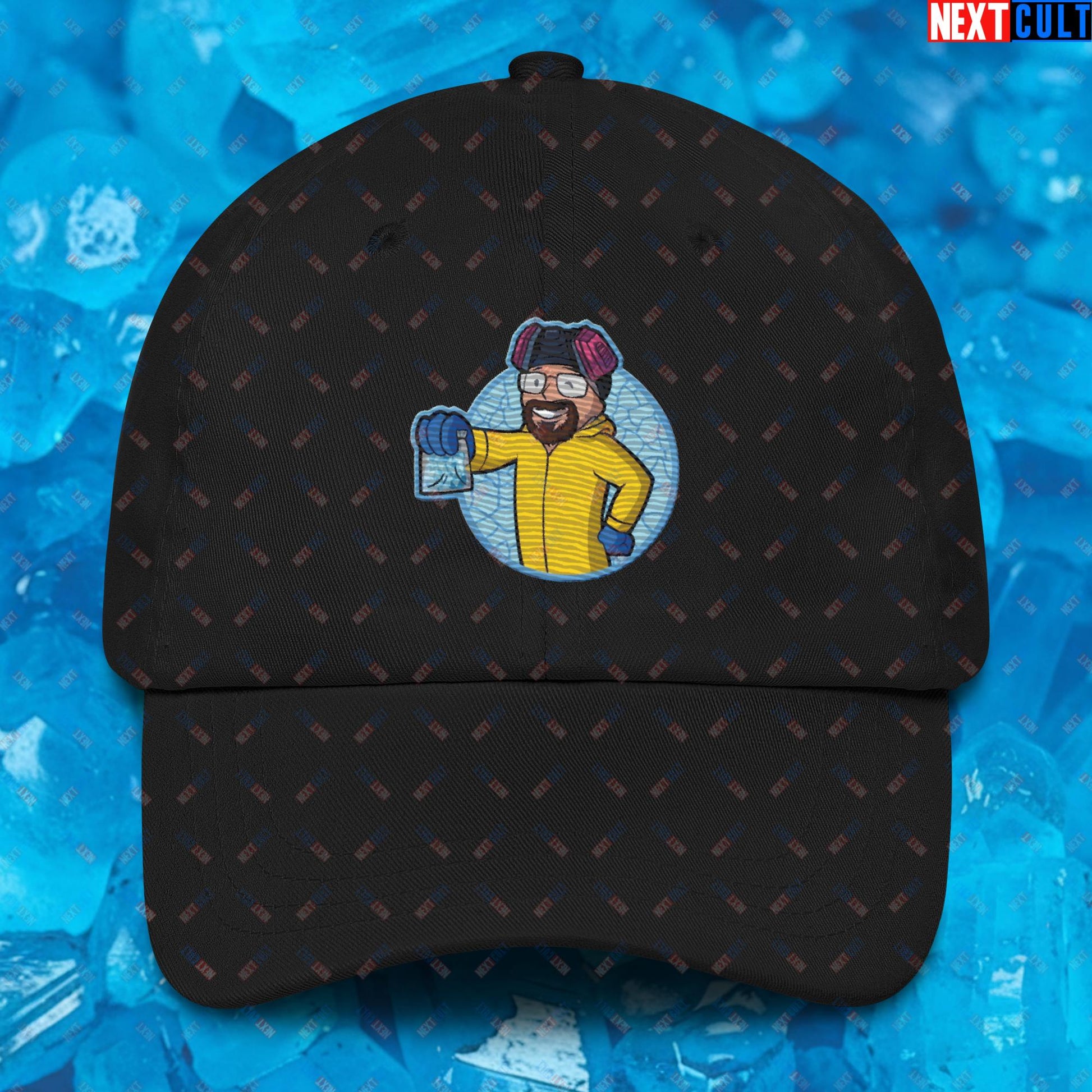 Chemistry Boy Walter White Breaking Bad Vault Boy Fallout Funny Meme Cartoon Mashup Dad hat Black Hats Breaking Bad Fallout TV Shows Vault Boy Next Cult Brand