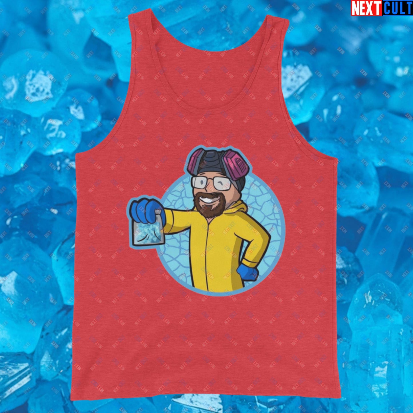 Chemistry Boy Walter White Breaking Bad Vault Boy Fallout Funny Meme Cartoon Mashup Tank Top Red Triblend Tank Tops Breaking Bad Fallout TV Shows Vault Boy Next Cult Brand