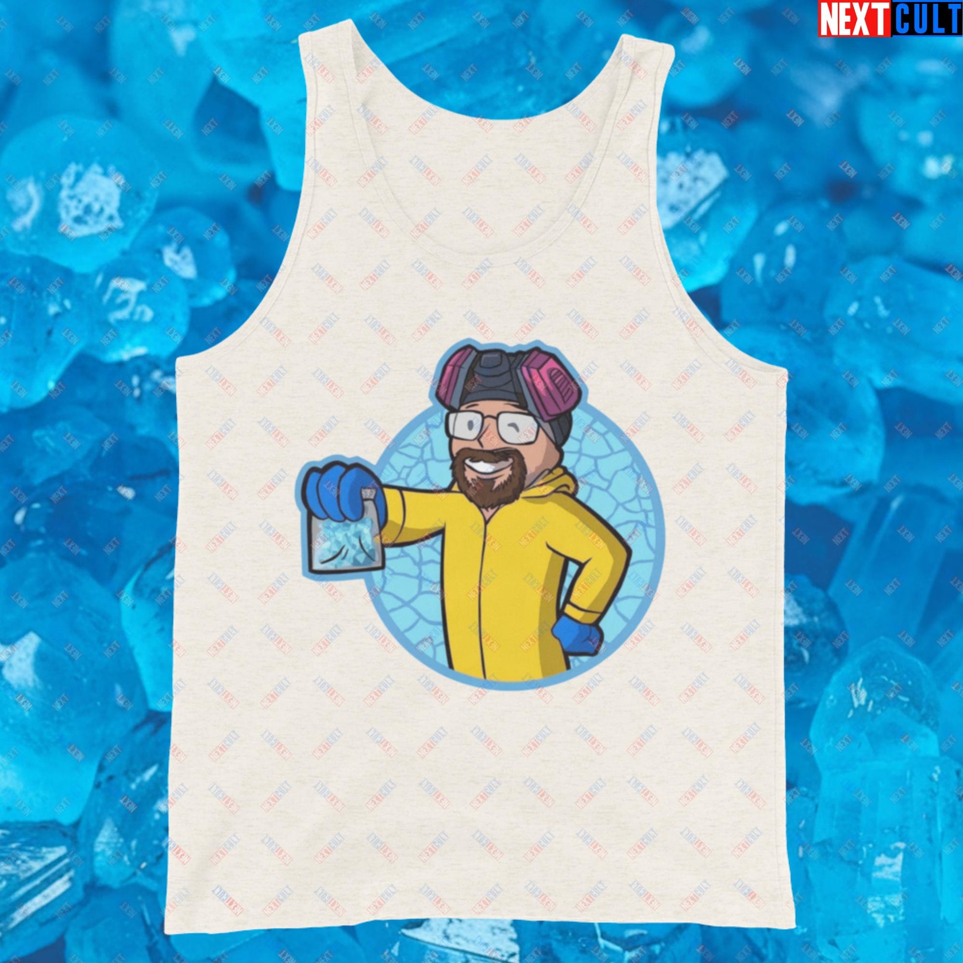 Chemistry Boy Walter White Breaking Bad Vault Boy Fallout Funny Meme Cartoon Mashup Tank Top Oatmeal Triblend Tank Tops Breaking Bad Fallout TV Shows Vault Boy Next Cult Brand