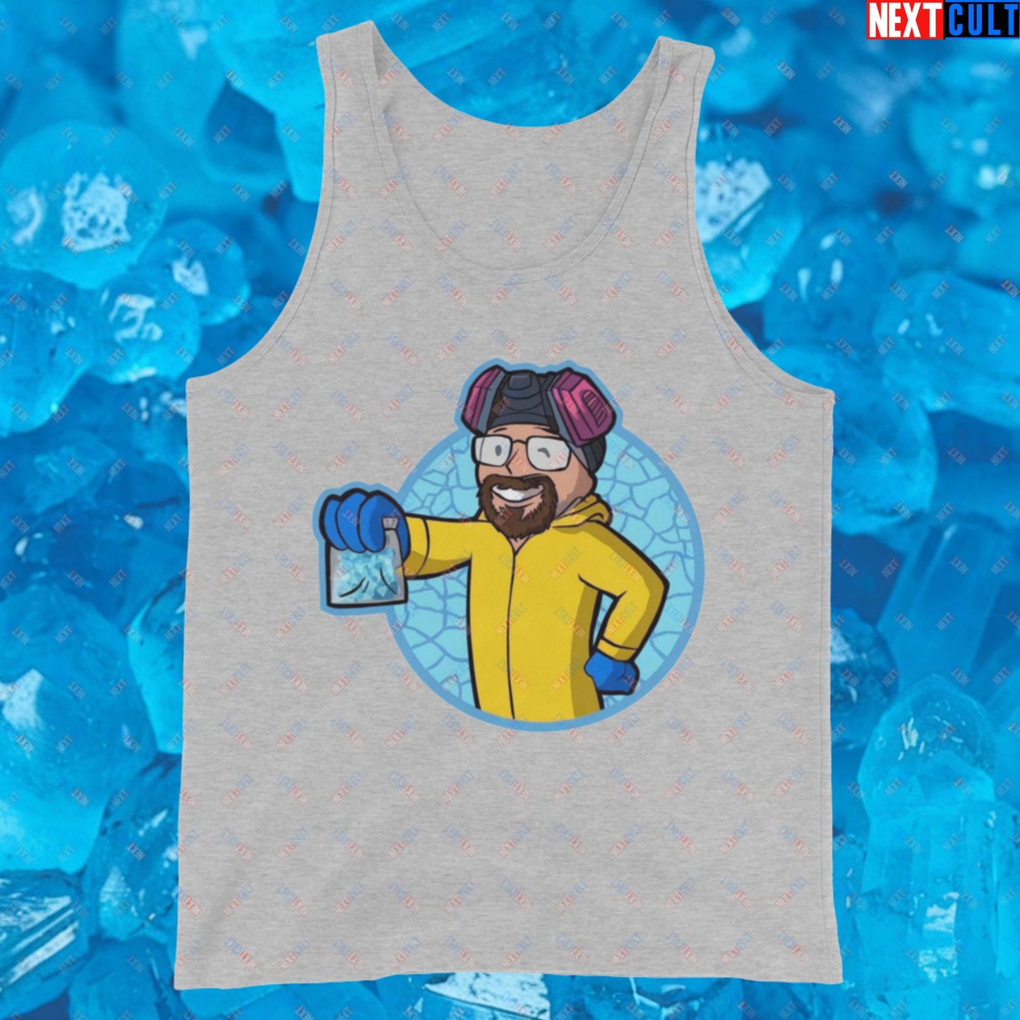 Chemistry Boy Walter White Breaking Bad Vault Boy Fallout Funny Meme Cartoon Mashup Tank Top Athletic Heather Tank Tops Breaking Bad Fallout TV Shows Vault Boy Next Cult Brand